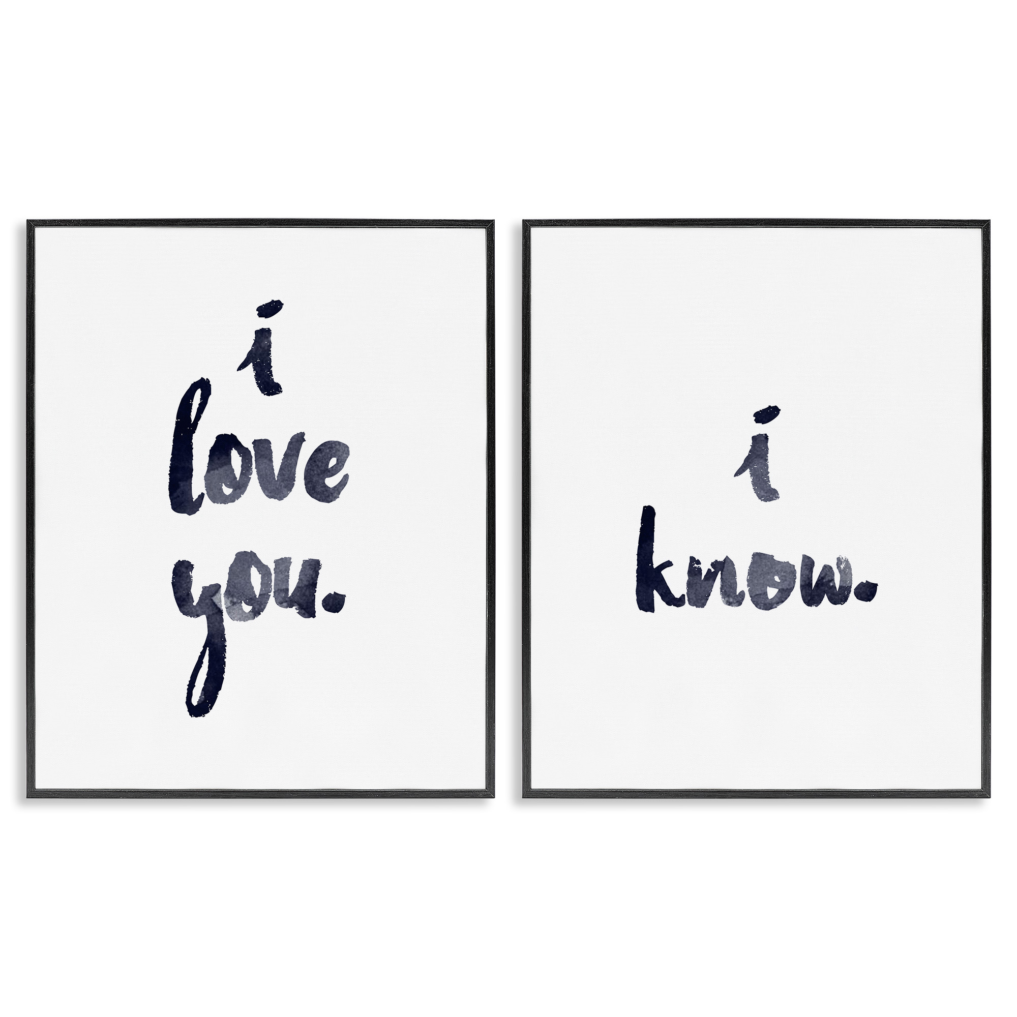 Stupell Industries Glam I Love You Phrase Inspirational Painting Black Framed Art Print Wall Art, 16 x 20, Set of 2