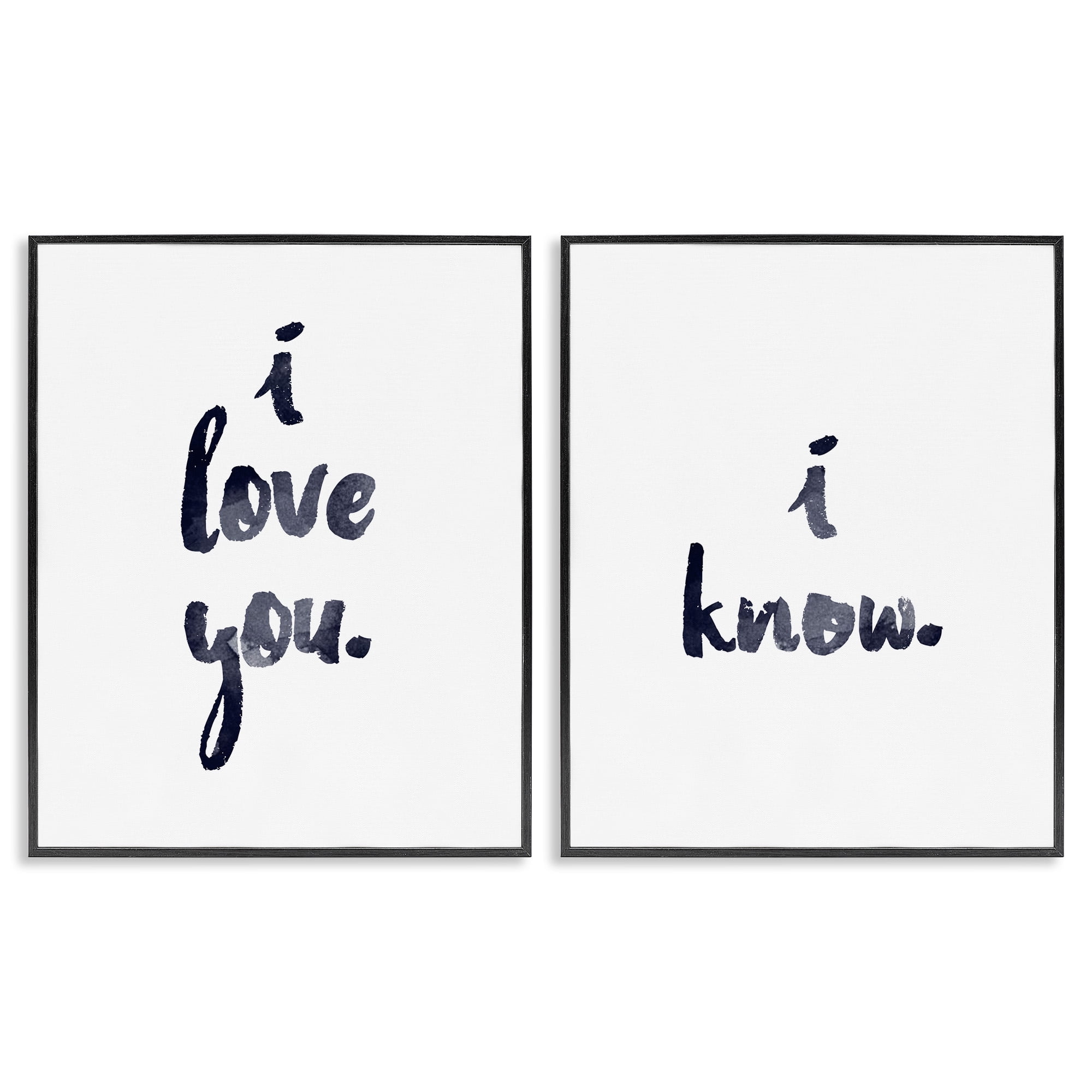 Stupell Industries Glam I Love You Phrase Inspirational Painting Black Framed Art Print Wall Art, 24 x 30, Set of 2