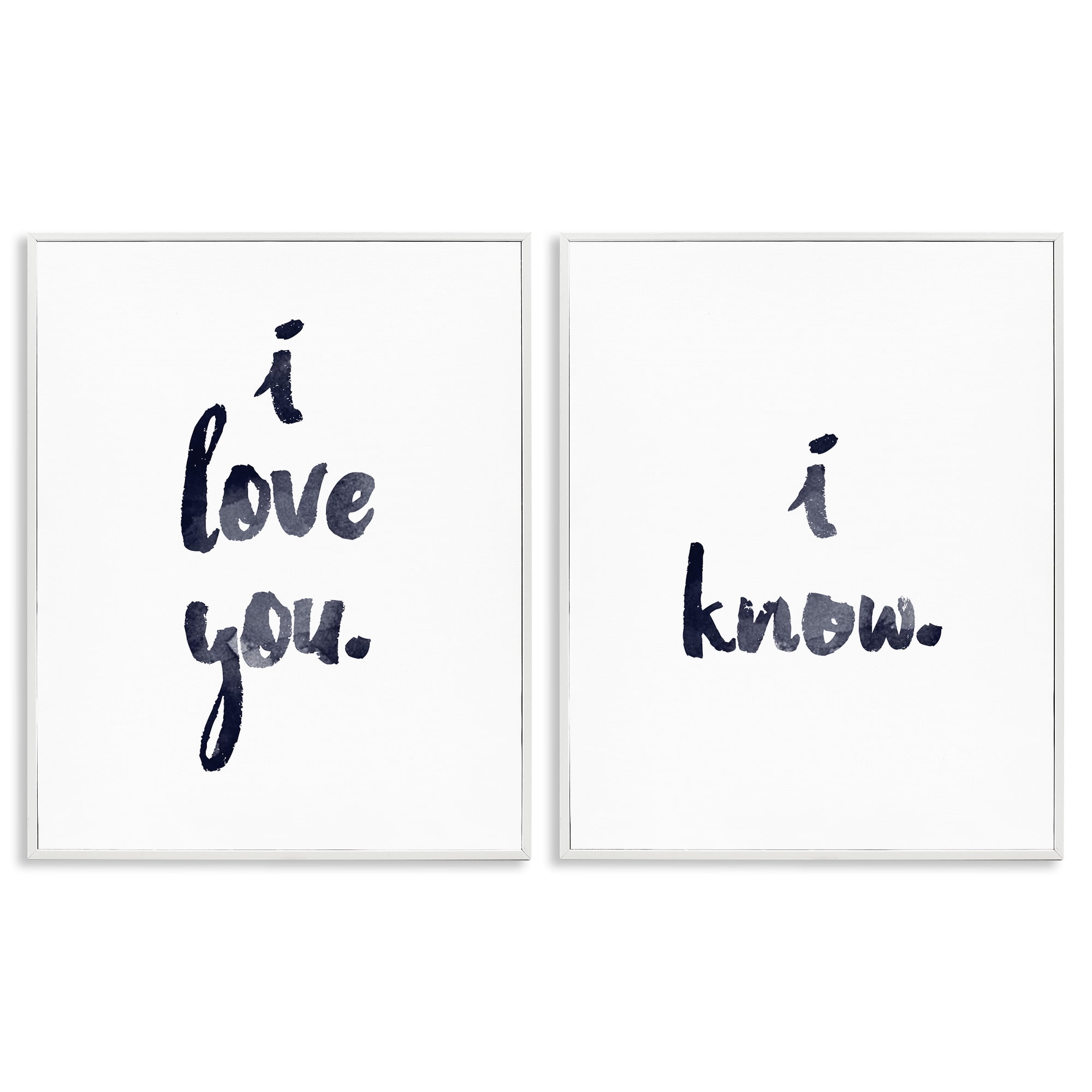 Stupell Industries Glam I Love You Phrase Inspirational Painting White Framed Art Print Wall Art, 16 x 20, Set of 2