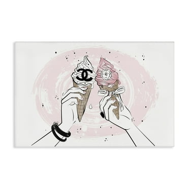 Stupell Industries Glam Ice Cream Cheers Food & Beverage Painting Wrapped Canvas Art Print Wall Art, 24 x 16