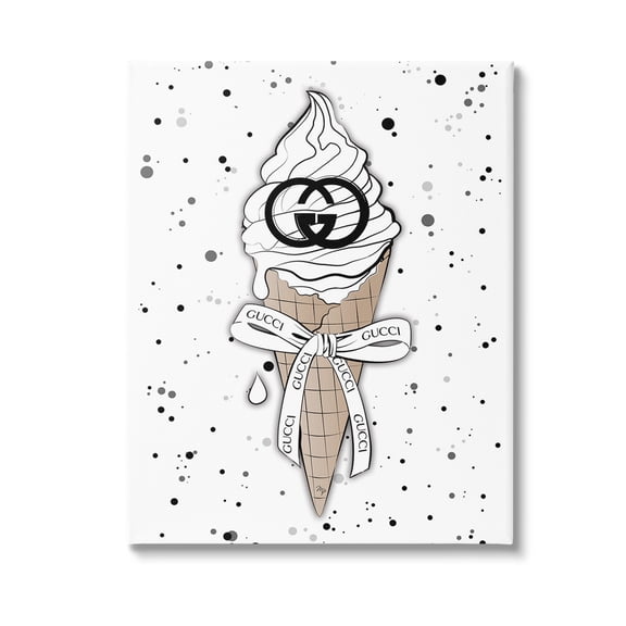 Stupell Industries Glam Ice Cream Pattern Beauty & Fashion Painting Gallery Wrapped Canvas Art Print Wall Art, 36 x 48