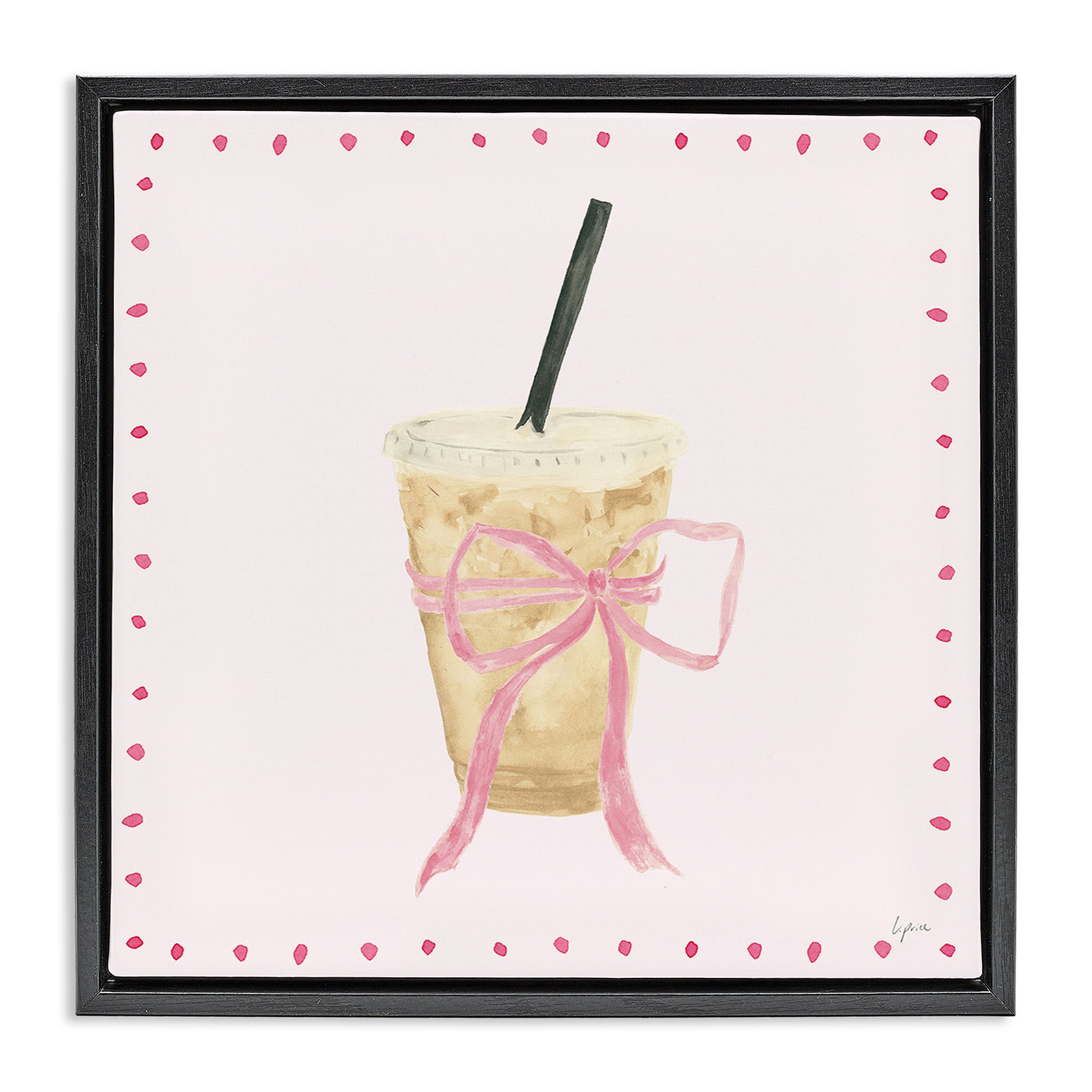 Stupell Industries Glam Iced Coffee Food & Beverage Painting Black Floater Framed Canvas Art Print Wall Art, 25 x 25