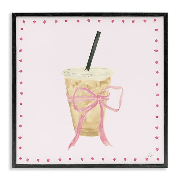 Stupell Industries Glam Iced Coffee Food & Beverage Painting Black Framed Art Print Wall Art, 12 x 12