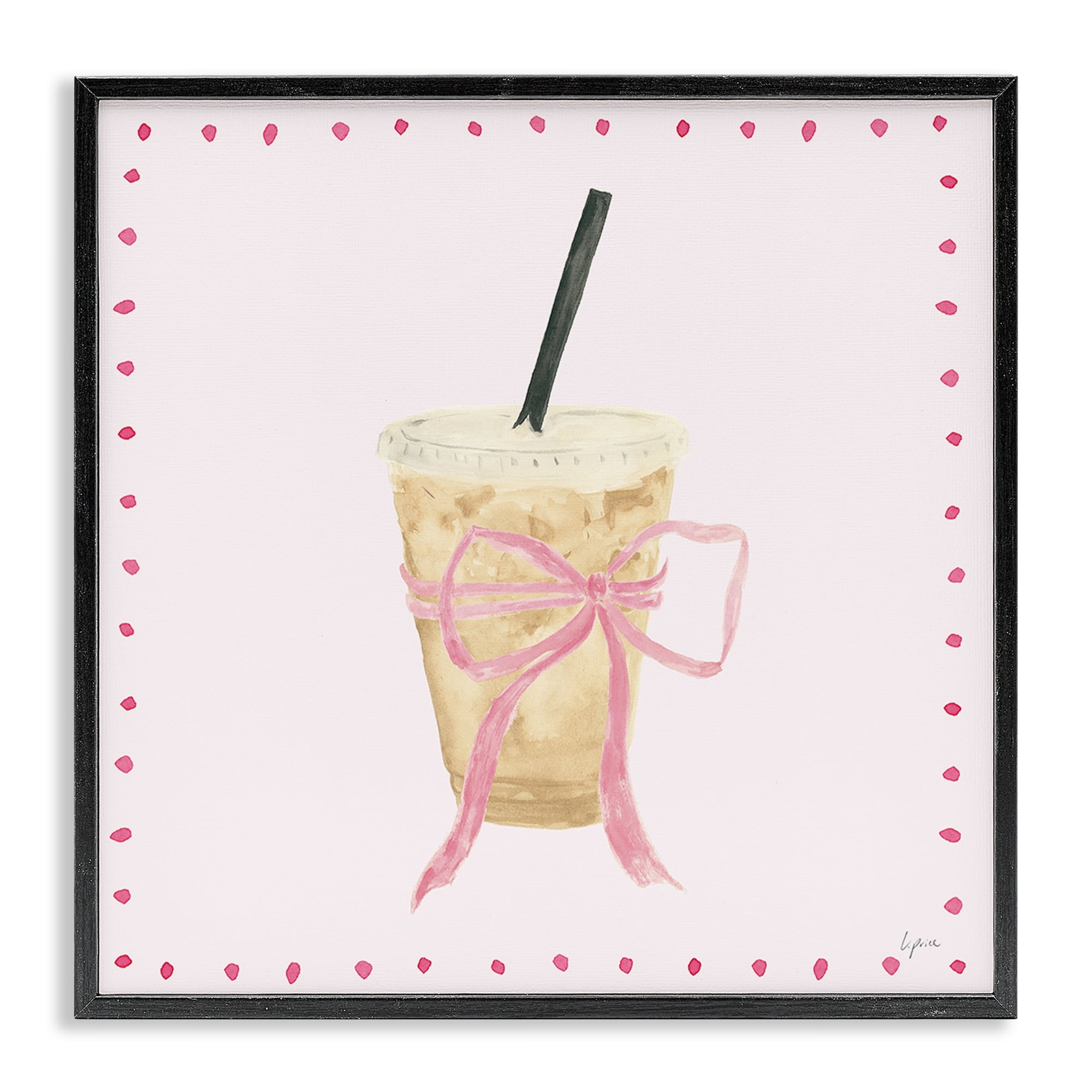 Stupell Industries Glam Iced Coffee Food & Beverage Painting Black Framed Art Print Wall Art, 24 x 24