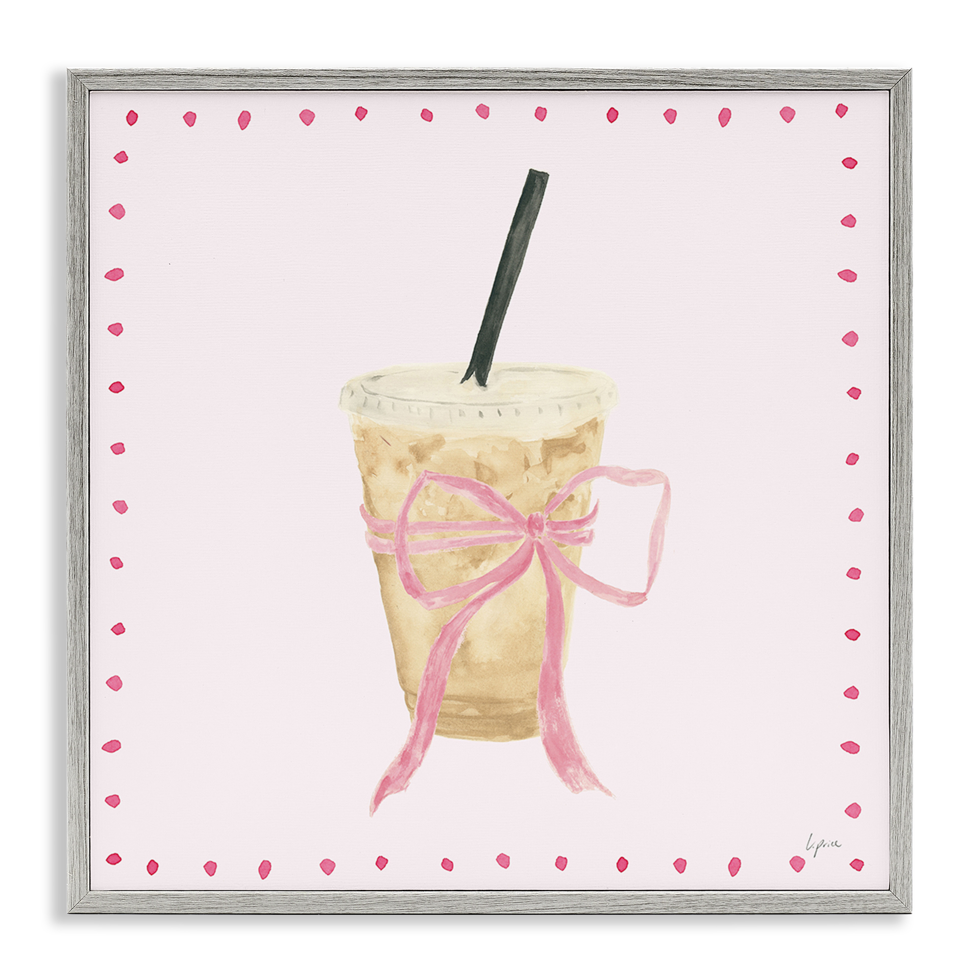 Stupell Industries Glam Iced Coffee Food & Beverage Painting Gray Framed Art Print Wall Art, 17 x 17