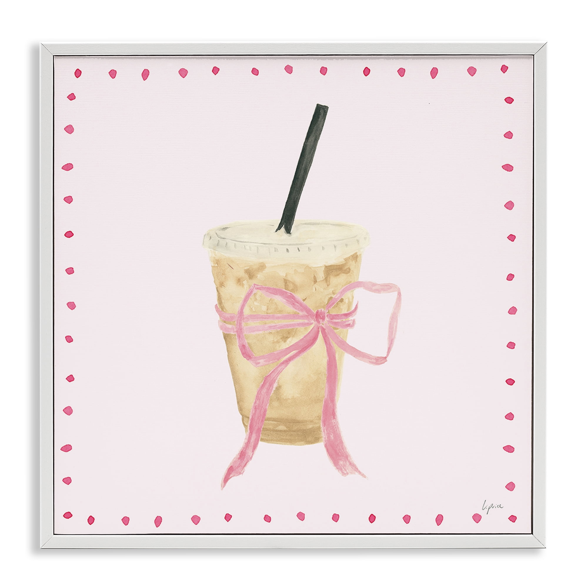 Stupell Industries Glam Iced Coffee Food & Beverage Painting White Framed Art Print Wall Art, 24 x 24