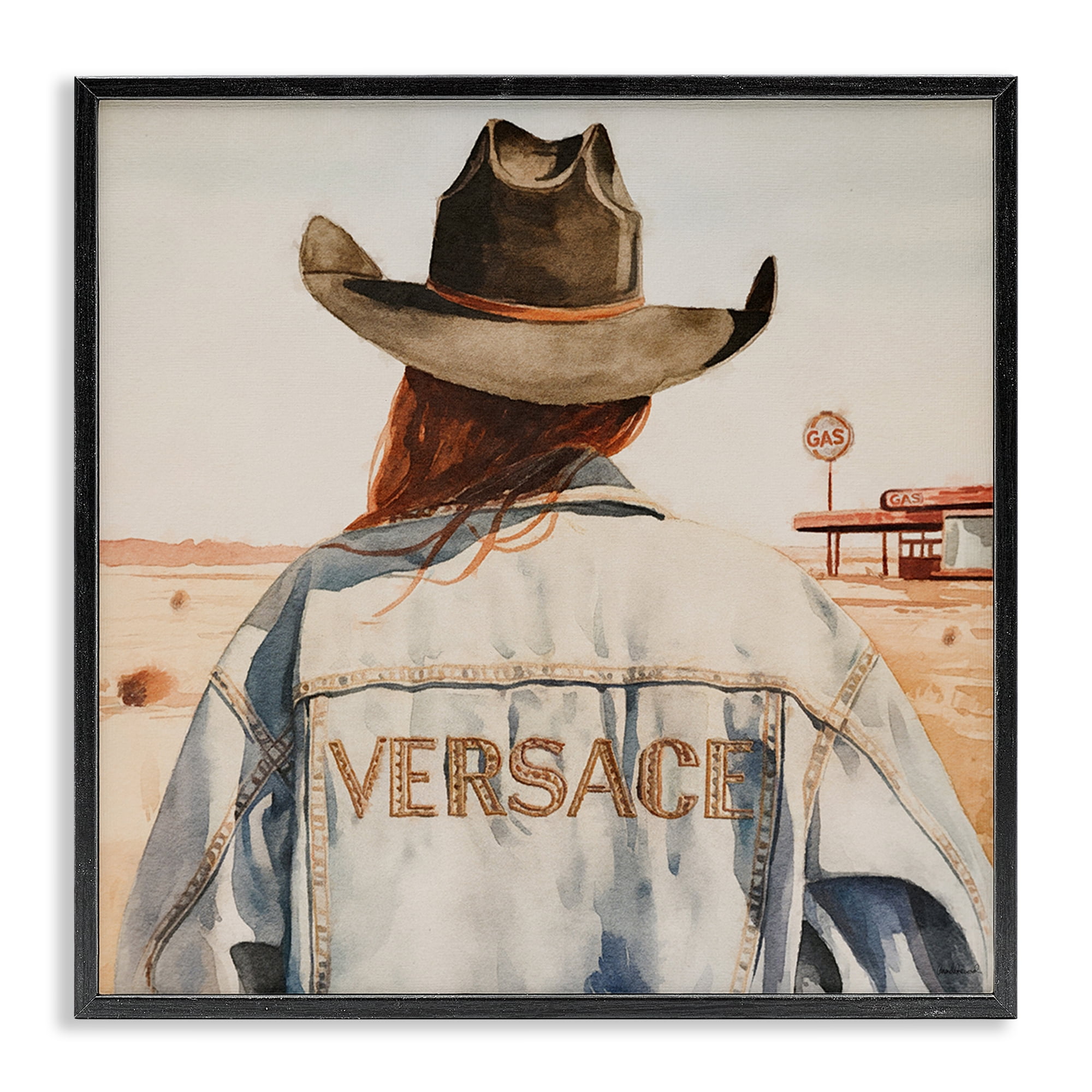 Stupell Industries Glam Jacket Cowgirl People Painting Black Framed Art Print Wall Art, 24 x 24