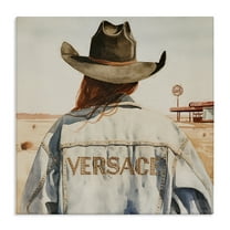 Stupell Industries Glam Jacket Cowgirl People Painting Wrapped Canvas Art Print Wall Art, 17 x 17