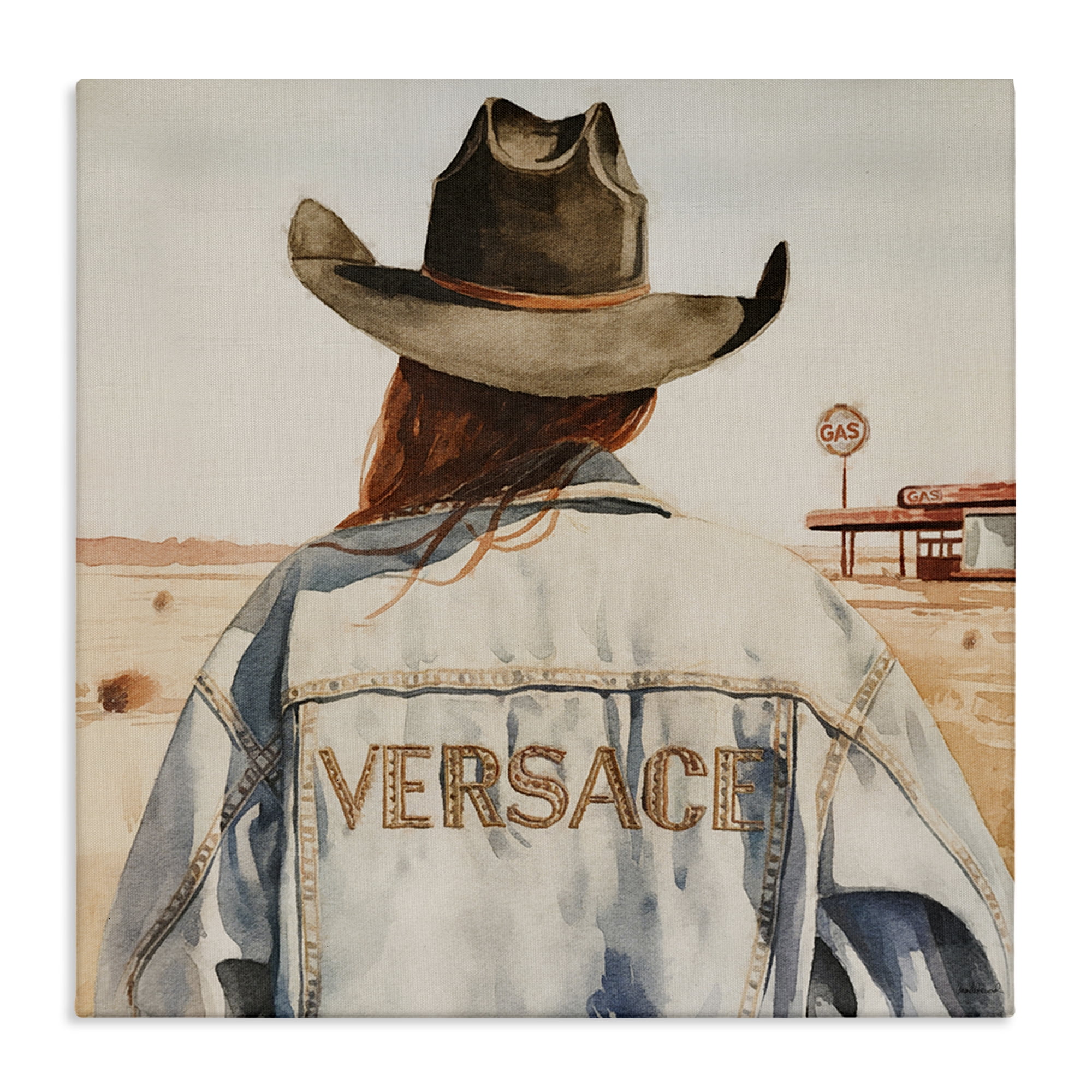 Stupell Industries Glam Jacket Cowgirl People Painting Wrapped Canvas Art Print Wall Art, 30 x 30