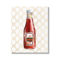 Stupell Industries Glam Kitchen Ketchup Bottle Patterned Condiment Motif Graphic Art Gallery Wrapped Canvas Print Wall Art, Design by Ziwei Li