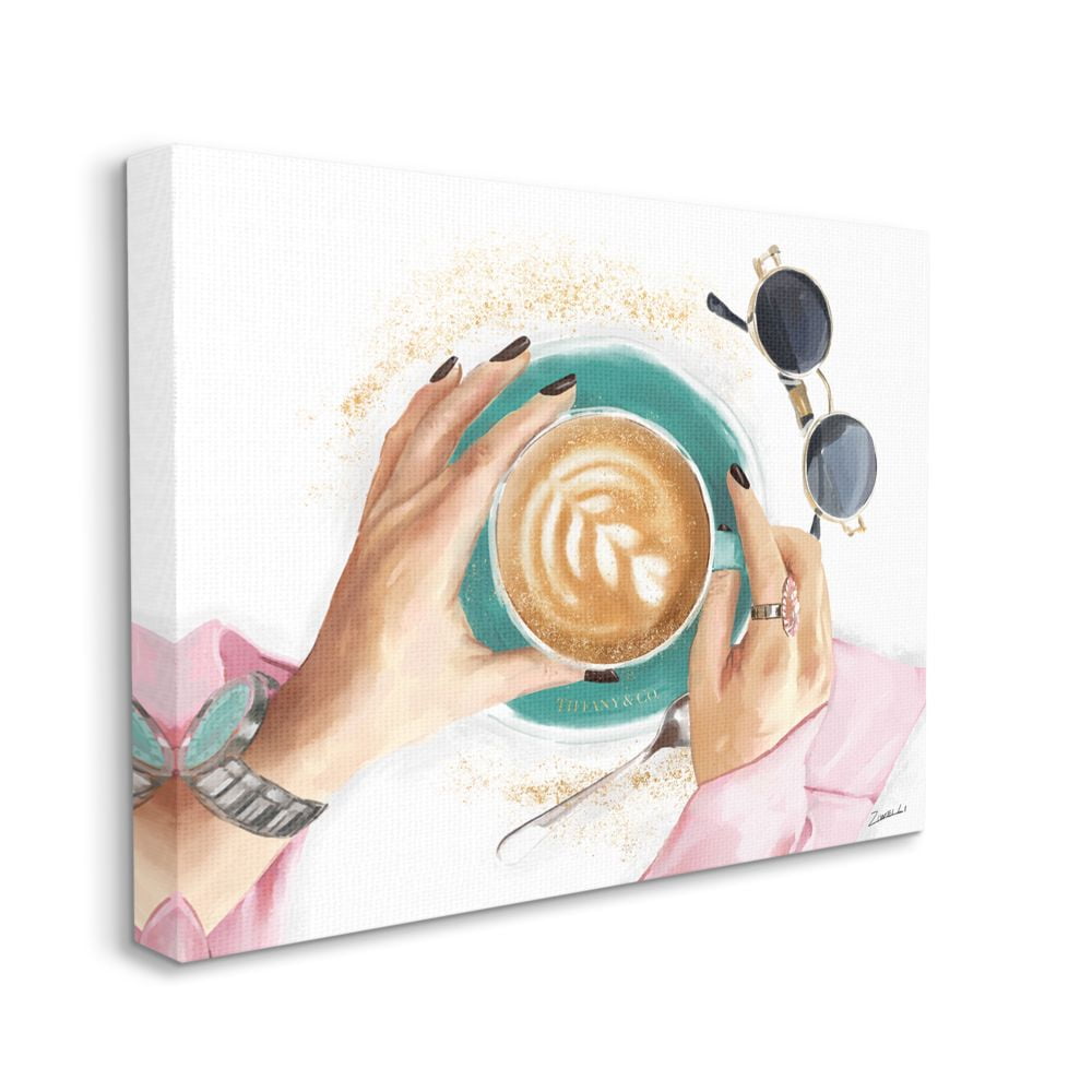 Stupell Industries Glam Latte Art Women's Fashion Accessories Coffee Canvas Wall Art Design by Ziwei Li