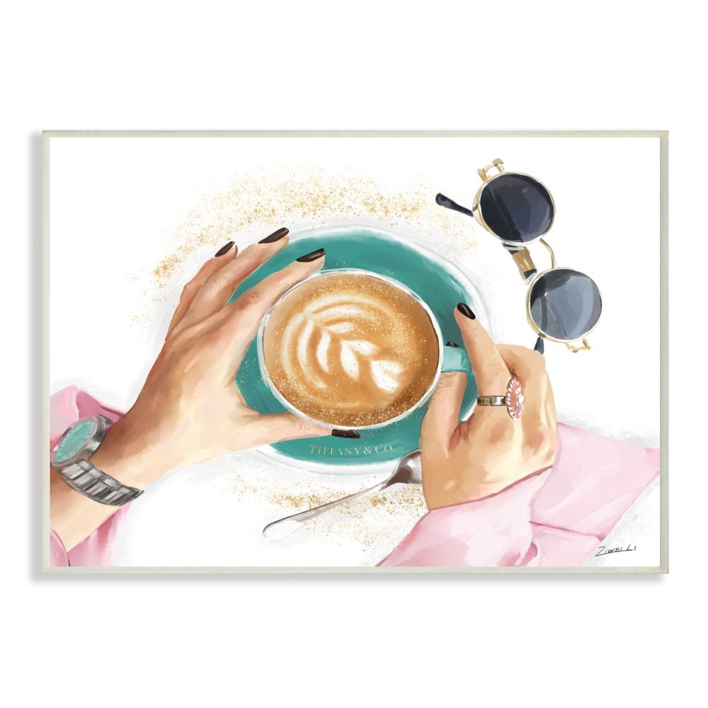 Stupell Industries Glam Latte Art Women's Fashion Accessories Coffee Wall Plaque Design by Ziwei Li