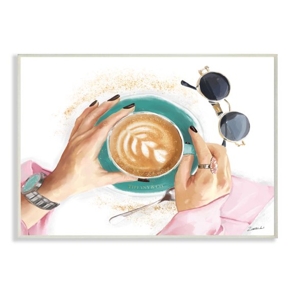 Stupell Industries Glam Latte Art Women's Fashion Accessories Coffee Wall Plaque Design by Ziwei Li