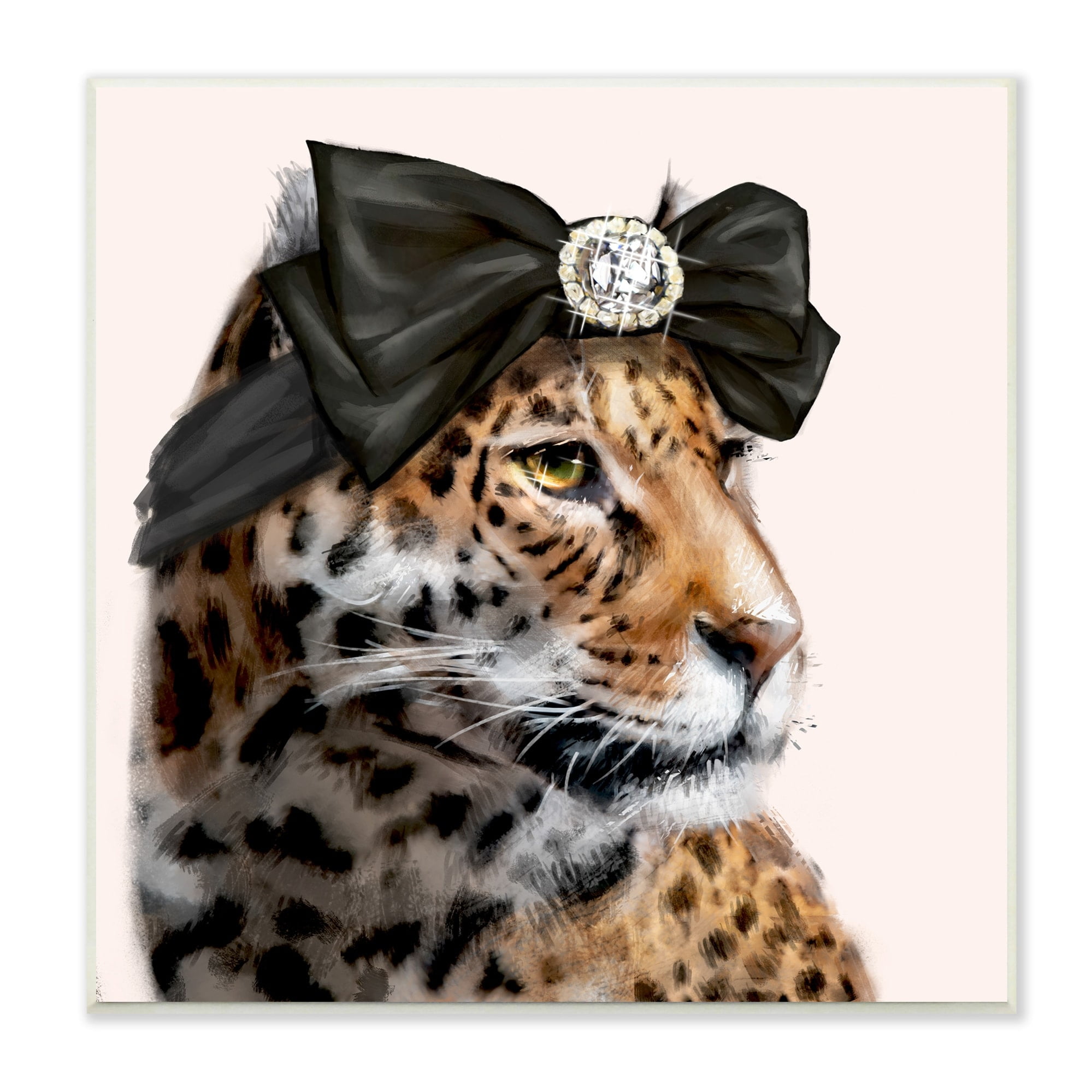 Stupell Industries Glam Leopard Fancy Hair Bow Safari Animal Fashion, 12 x 12, Design by Ziwei Li