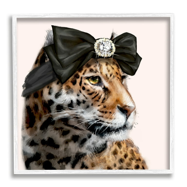 Stupell Industries Glam Leopard Fancy Hair Bow Safari Animal Fashion, 12 x  12, Design by Ziwei Li 
