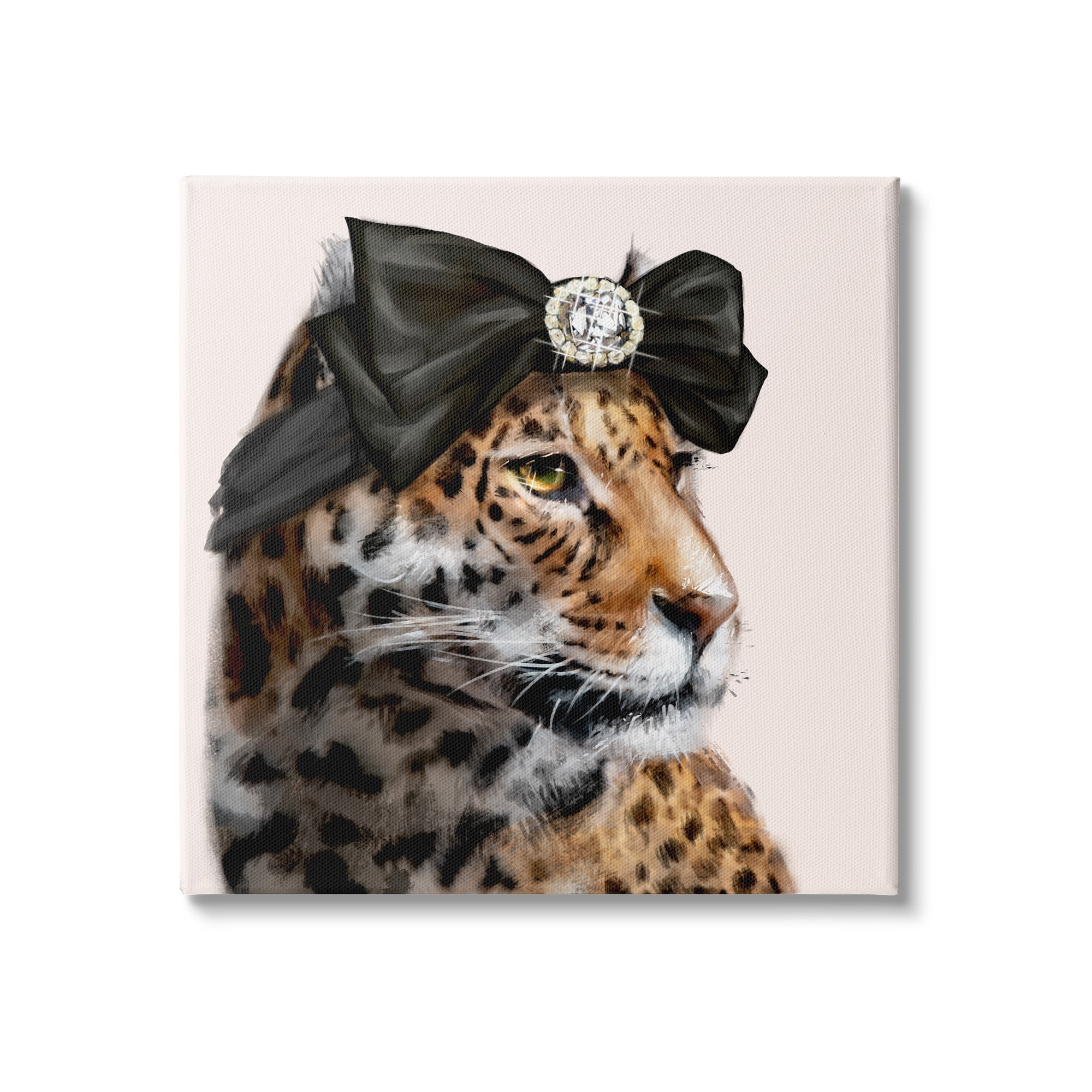 Stupell Industries Glam Leopard Fancy Hair Bow Safari Animal Fashion, 24 x 24, Design by Ziwei Li
