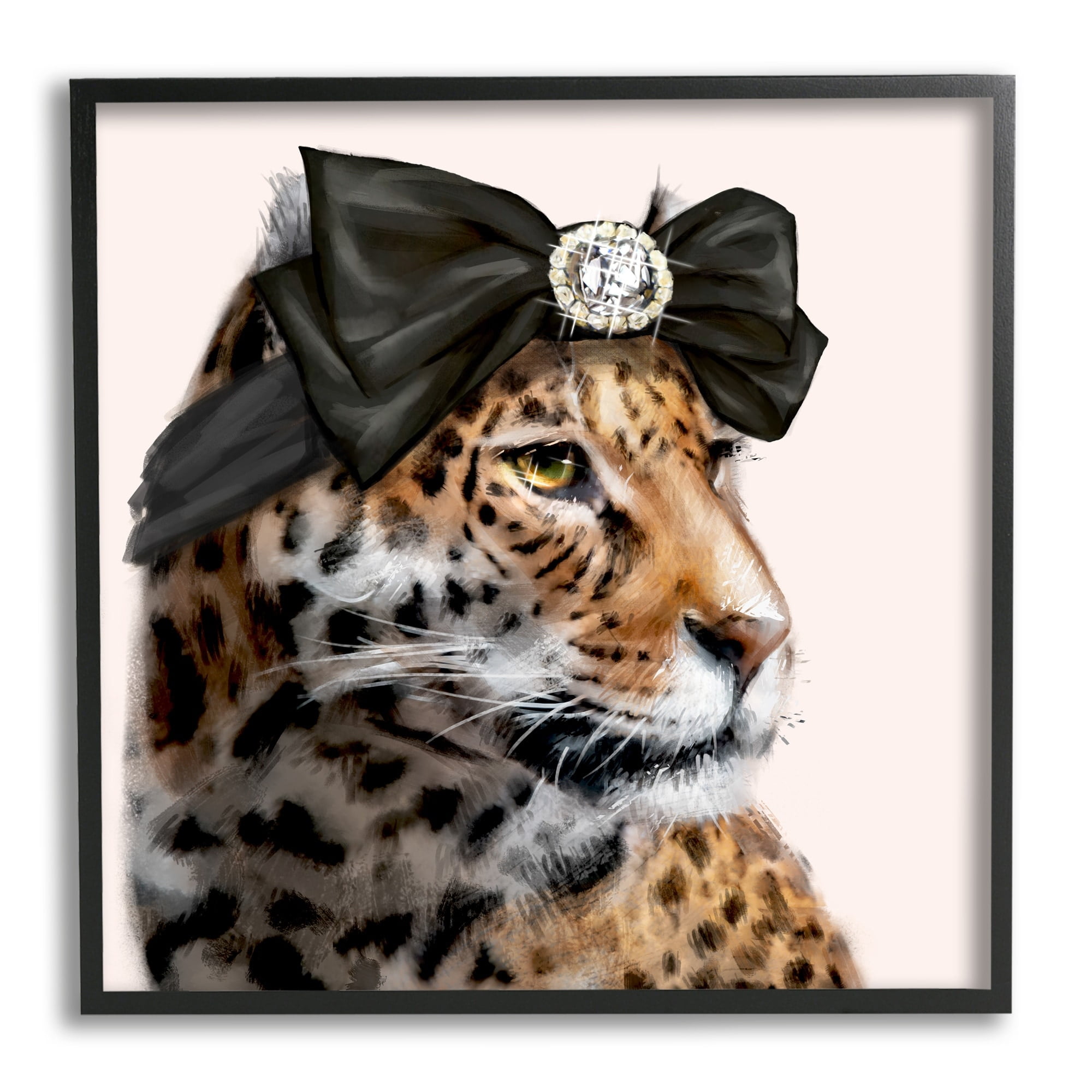 Stupell Industries Glam Leopard Fancy Hair Bow Safari Animal Fashion, 24 x 24, Design by Ziwei Li