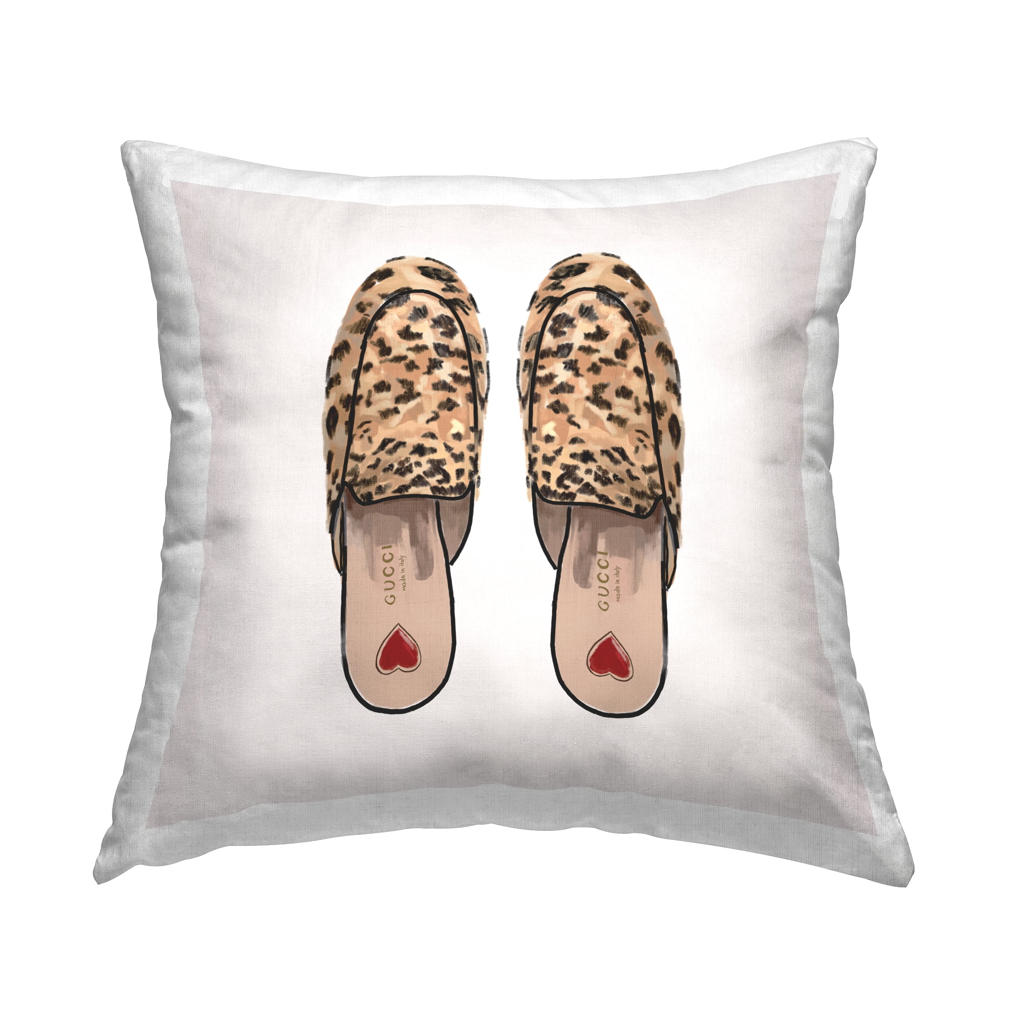 Stupell Industries Glam Leopard Loafers Square Decorative Printed Throw Pillow, 18 x 18