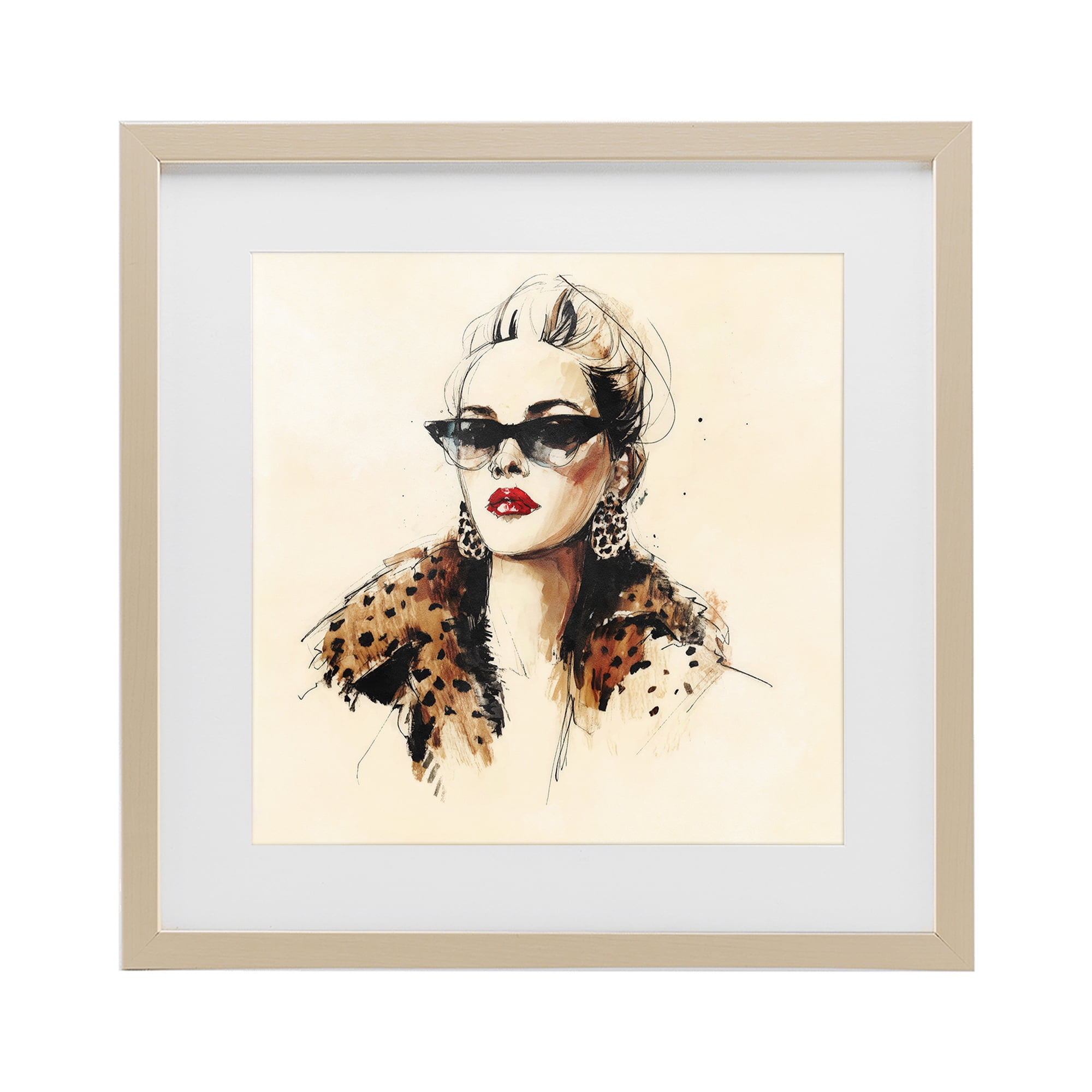 Stupell Industries Glam Leopard Sonata Portrait Birch Framed Print Under Glass, design by Svetlana Aleynikova