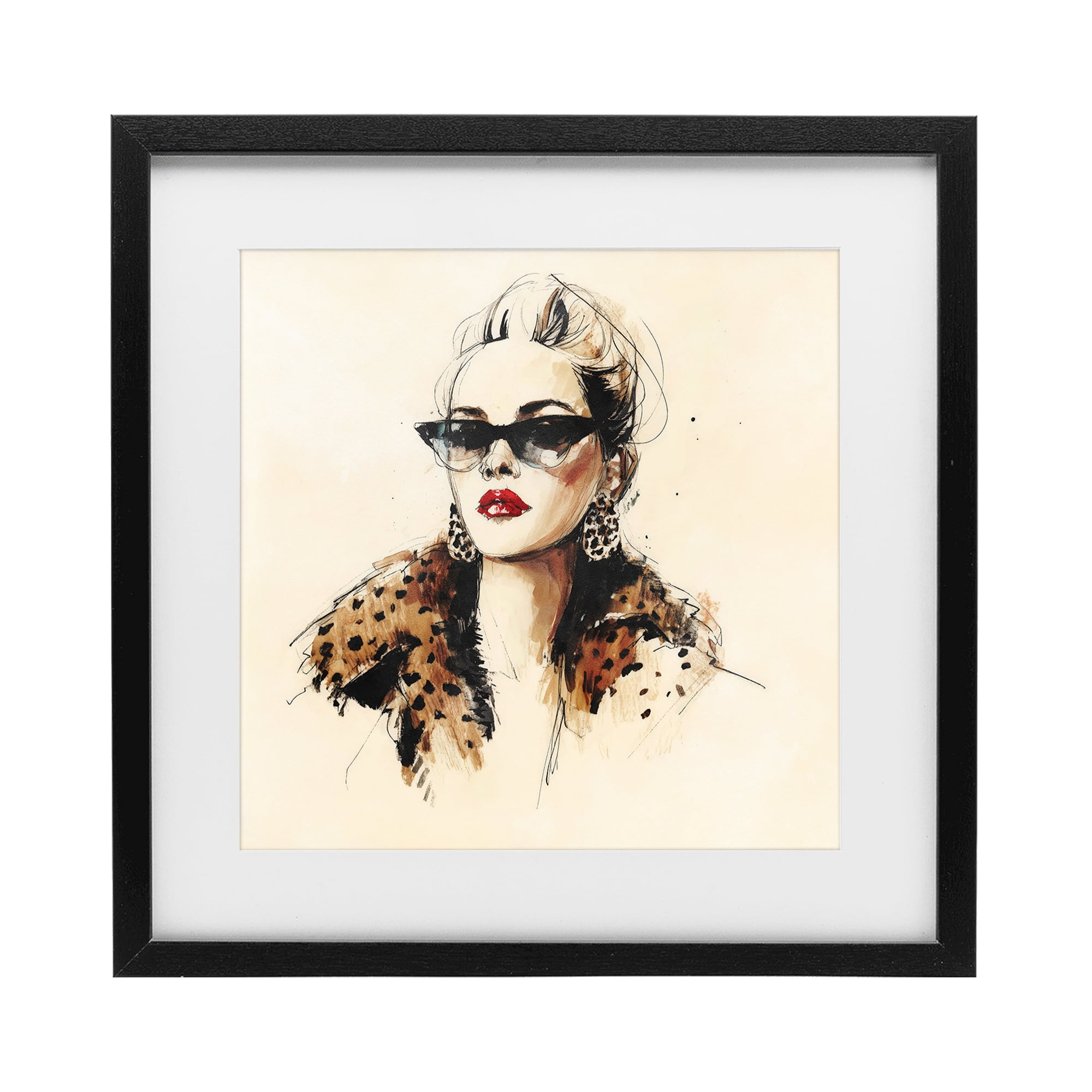 Stupell Industries Glam Leopard Sonata Portrait Black Framed Print Under Glass, design by Svetlana Aleynikova