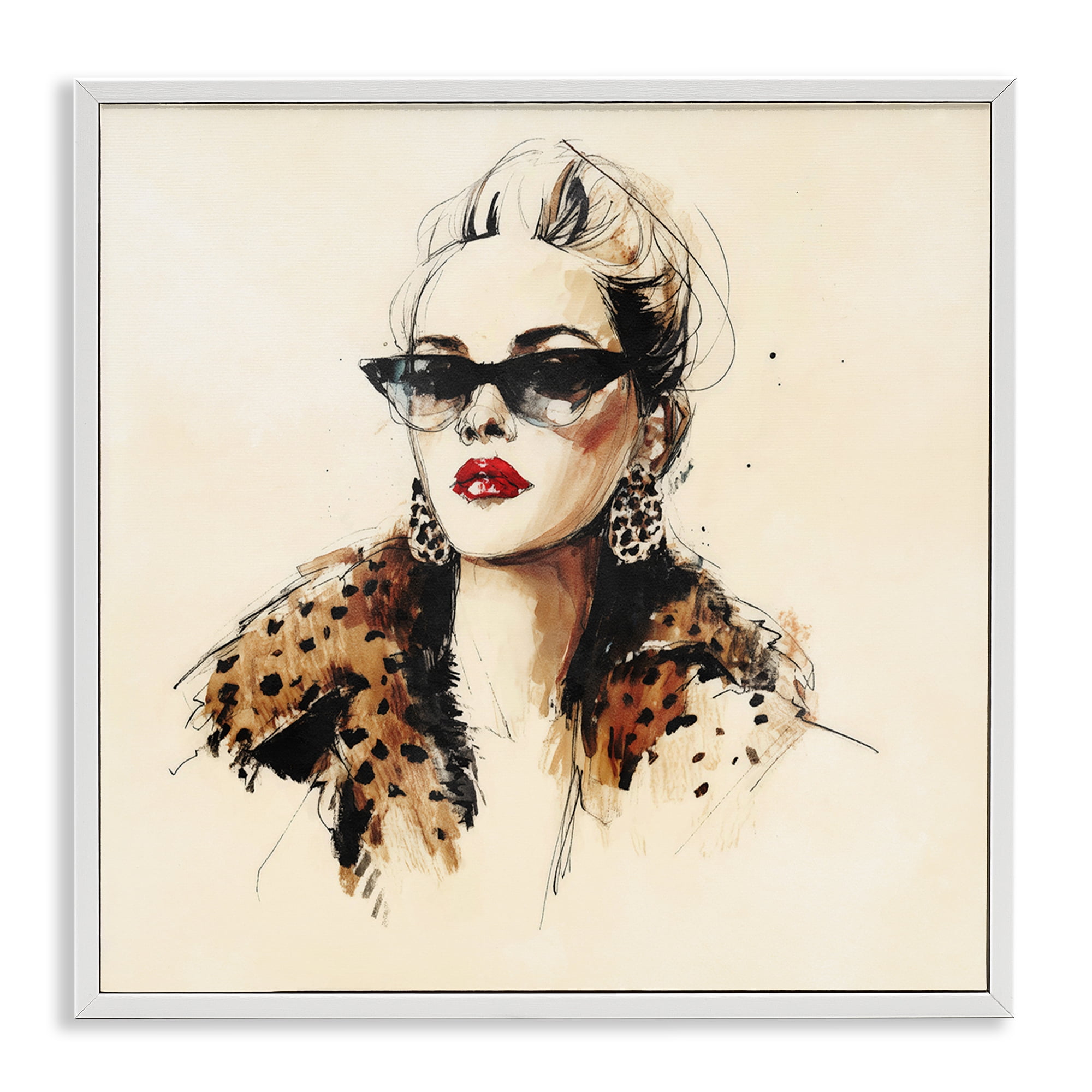 Stupell Industries Glam Leopard Sonata Portrait White Framed Giclee Art, design by Svetlana Aleynikova