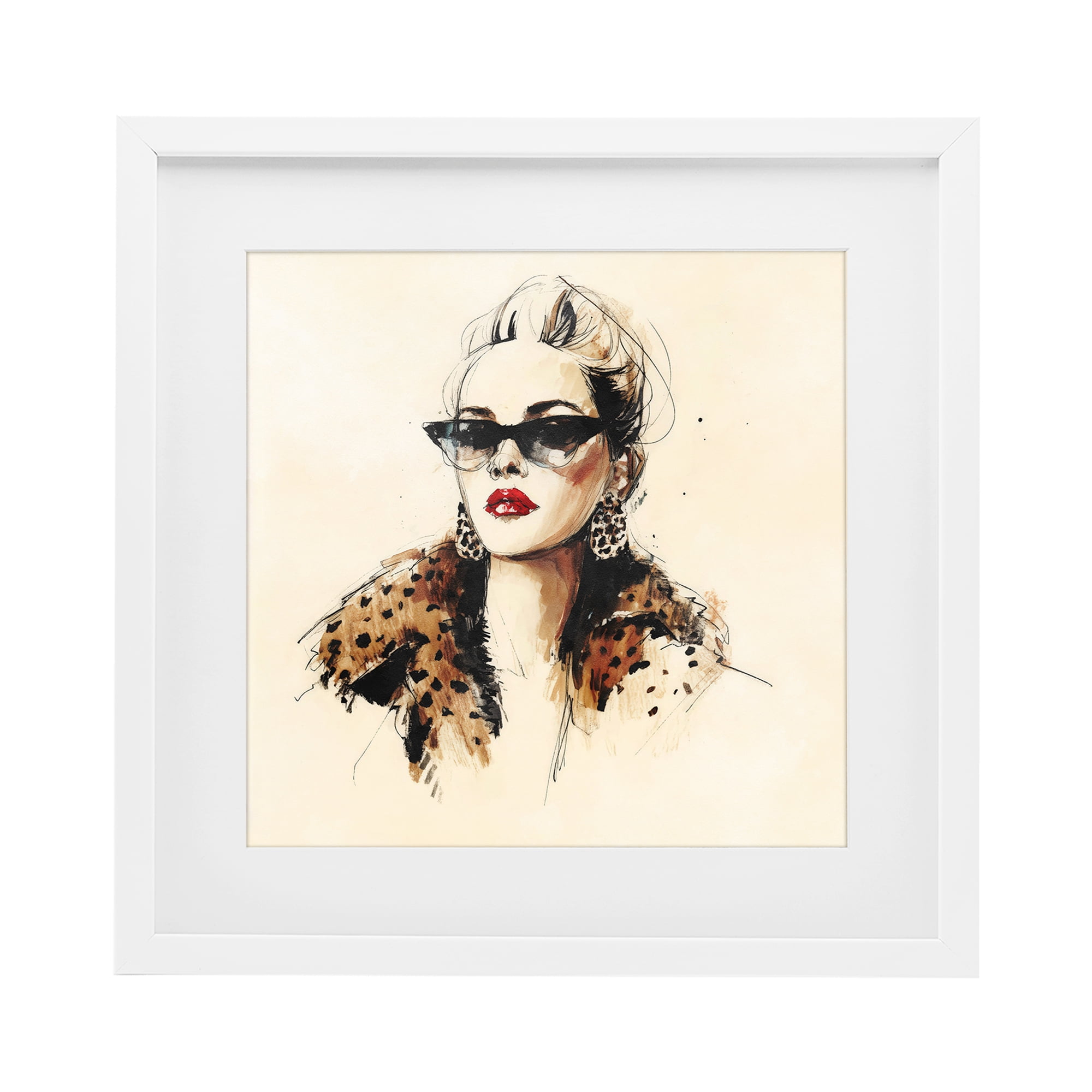 Stupell Industries Glam Leopard Sonata Portrait White Framed Print Under Glass, design by Svetlana Aleynikova