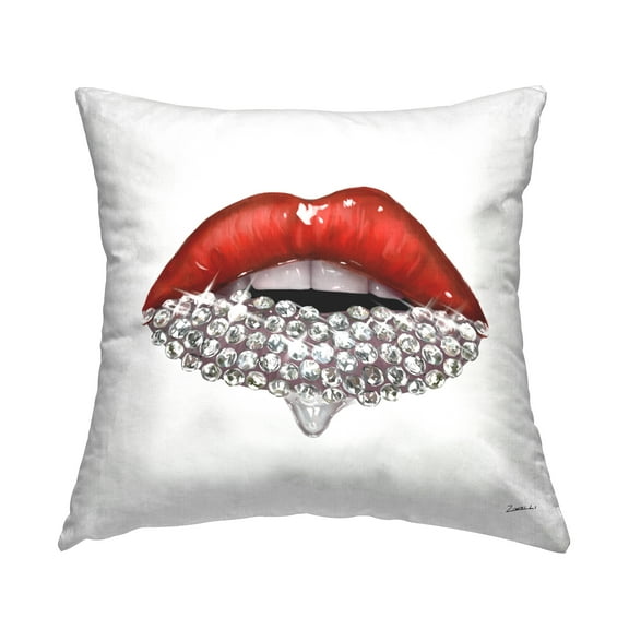 Stupell Industries Glam Lips with Glistening Cosmetic Stones Red,18 x 7 x 18 Decorative Pillows