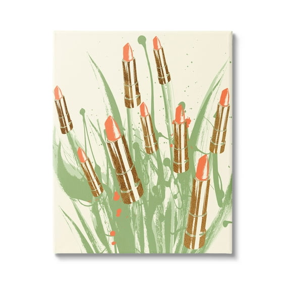 Stupell Industries Glam Lipstick Abstract Botanicals Graphic Art Gallery Wrapped Canvas Print Wall Art, Design by Lil' Rue