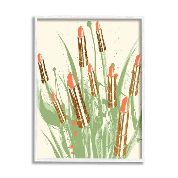 Stupell Industries Glam Lipstick Abstract Botanicals Graphic Art White Framed Art Print Wall Art, Design by Lil' Rue