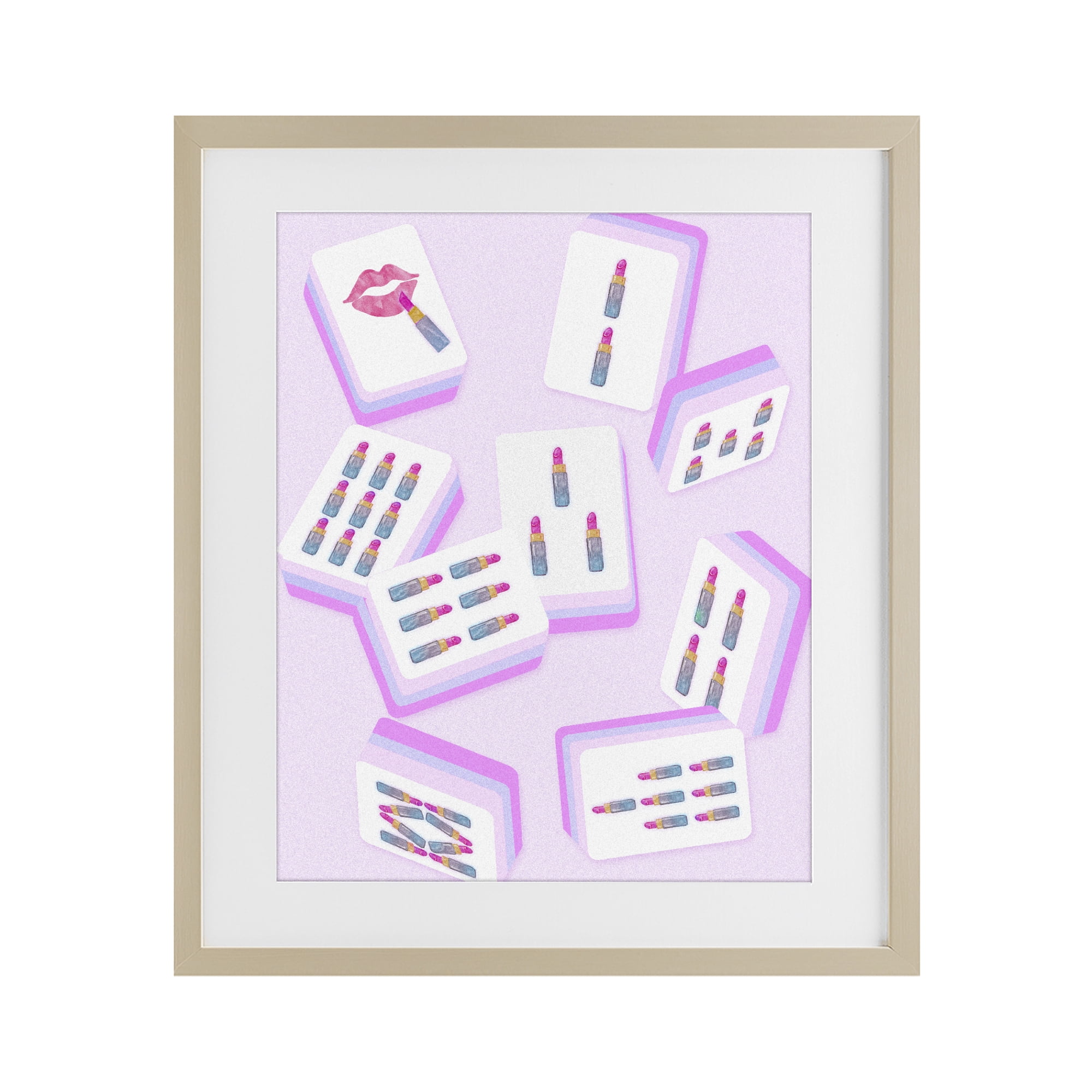 Stupell Industries Glam Lipstick Mahjong Tiles Birch Framed Print Under Glass, design by Ziwei Li