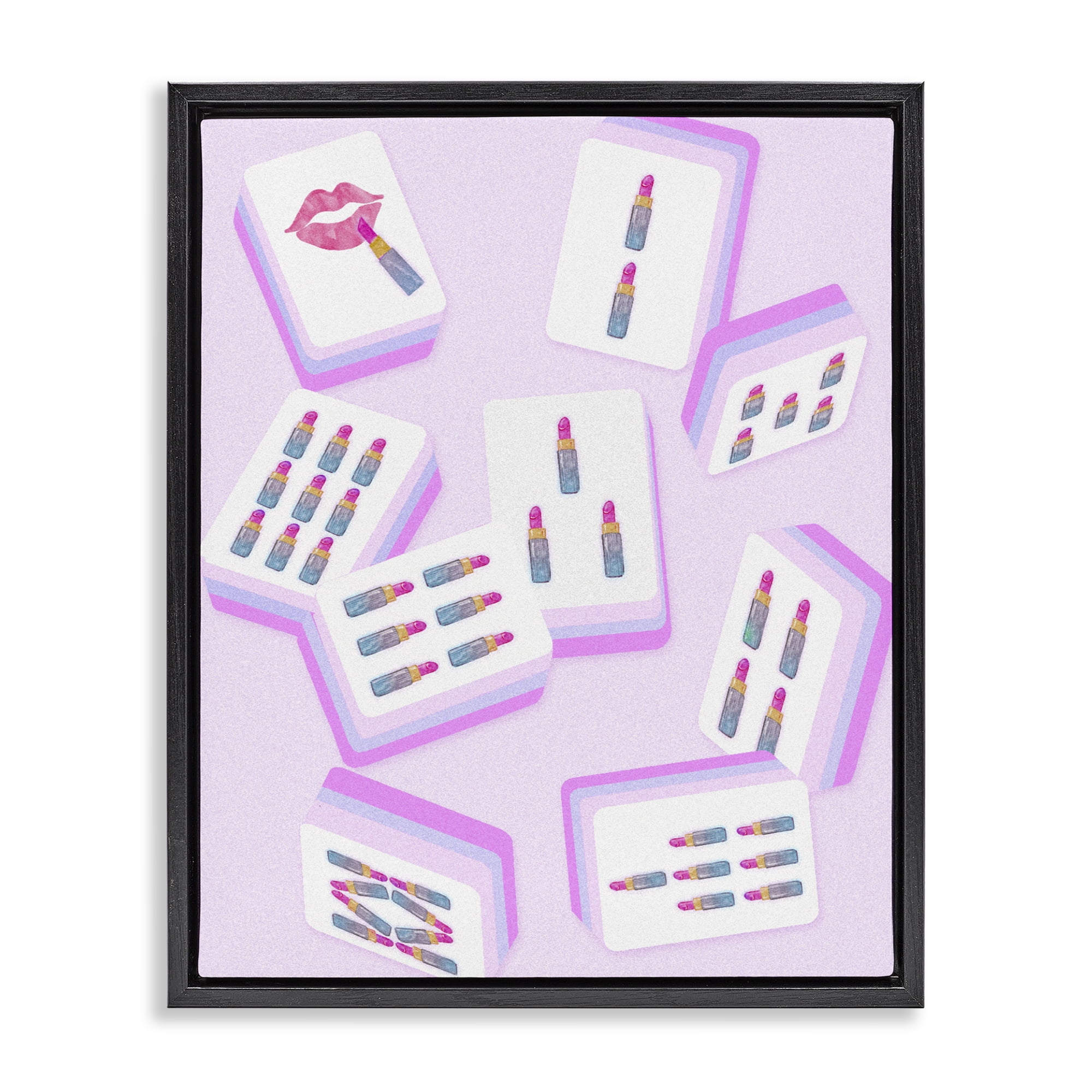 Stupell Industries Glam Lipstick Mahjong Tiles Black Framed Floater Canvas Wall Art, design by Ziwei Li