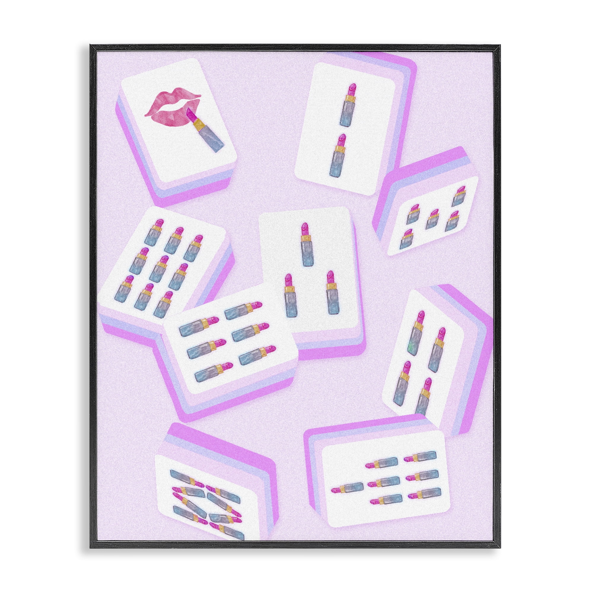 Stupell Industries Glam Lipstick Mahjong Tiles Black Framed Giclee Art, design by Ziwei Li
