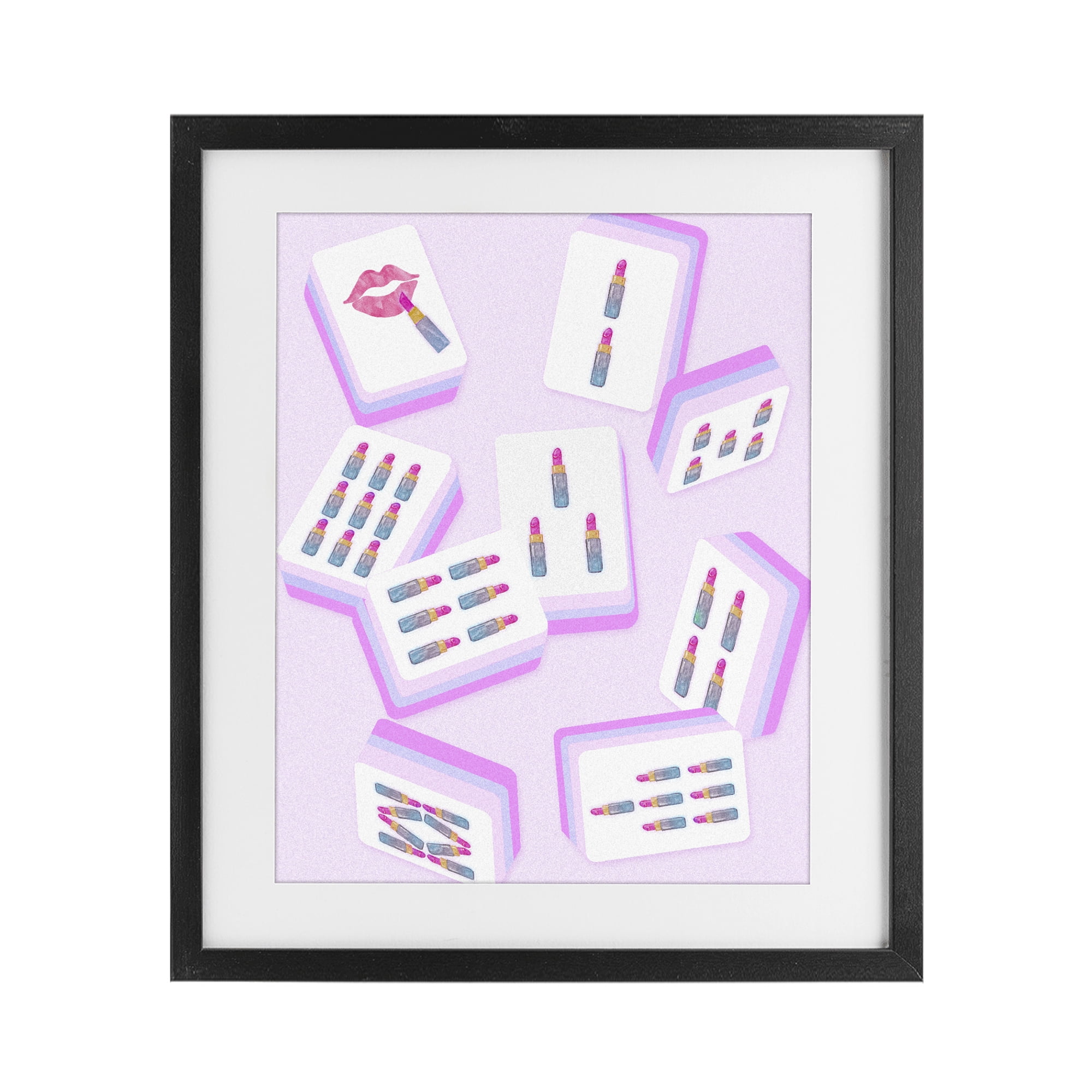 Stupell Industries Glam Lipstick Mahjong Tiles Black Framed Print Under Glass, design by Ziwei Li