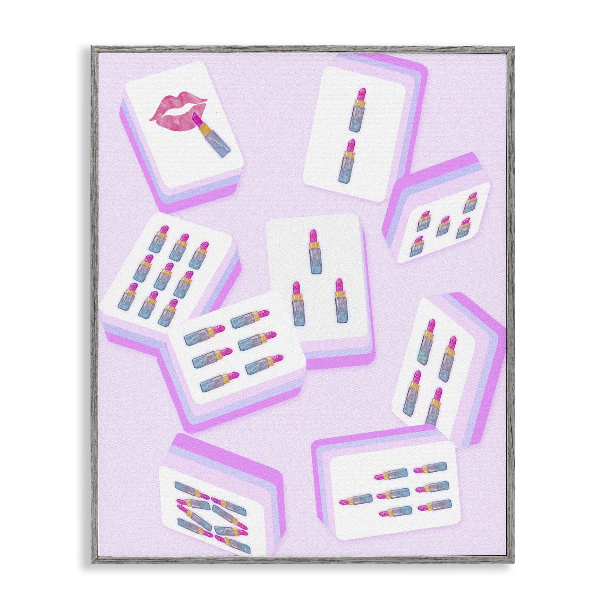 Stupell Industries Glam Lipstick Mahjong Tiles Gray Framed Giclee Art, design by Ziwei Li