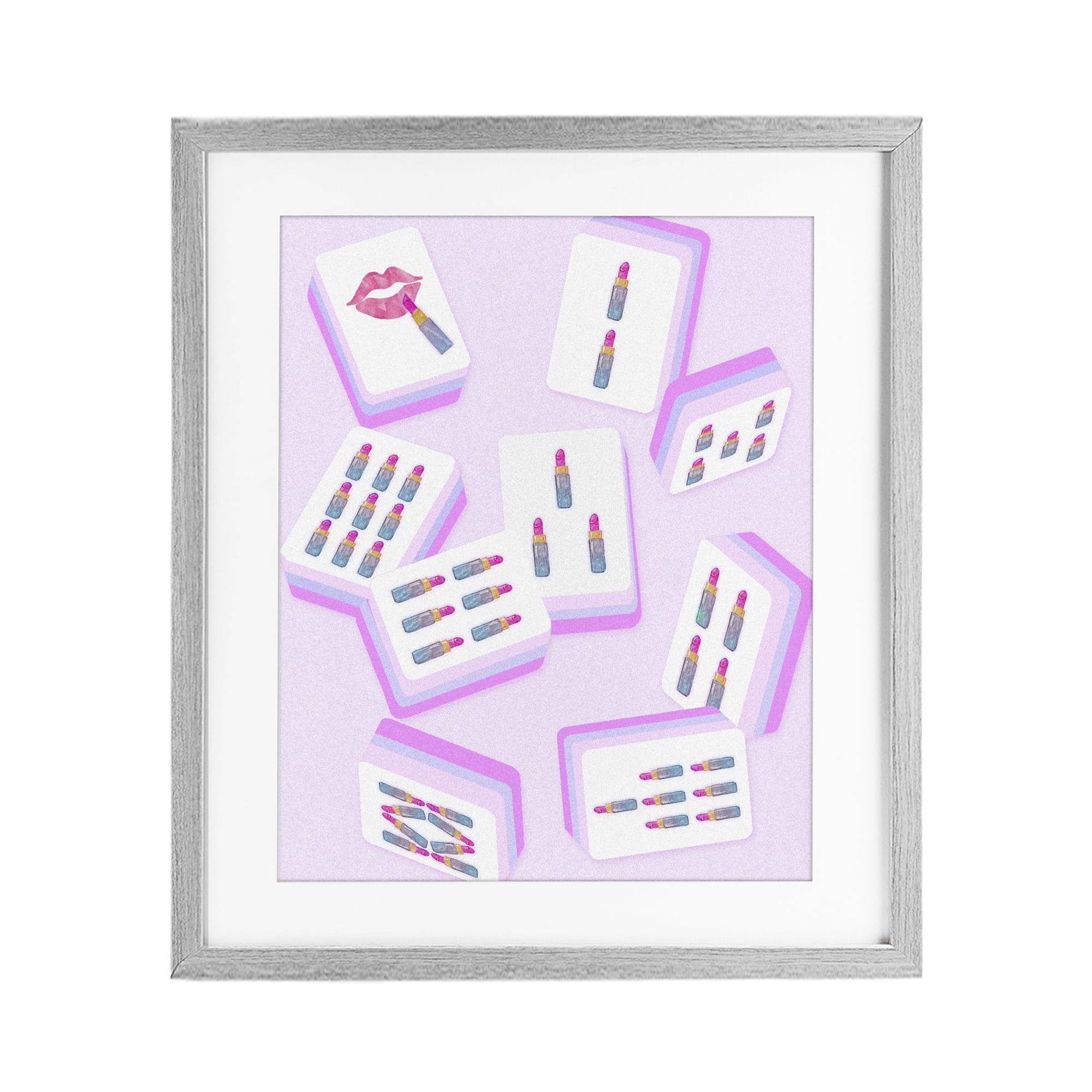 Stupell Industries Glam Lipstick Mahjong Tiles Gray Framed Print Under Glass, design by Ziwei Li