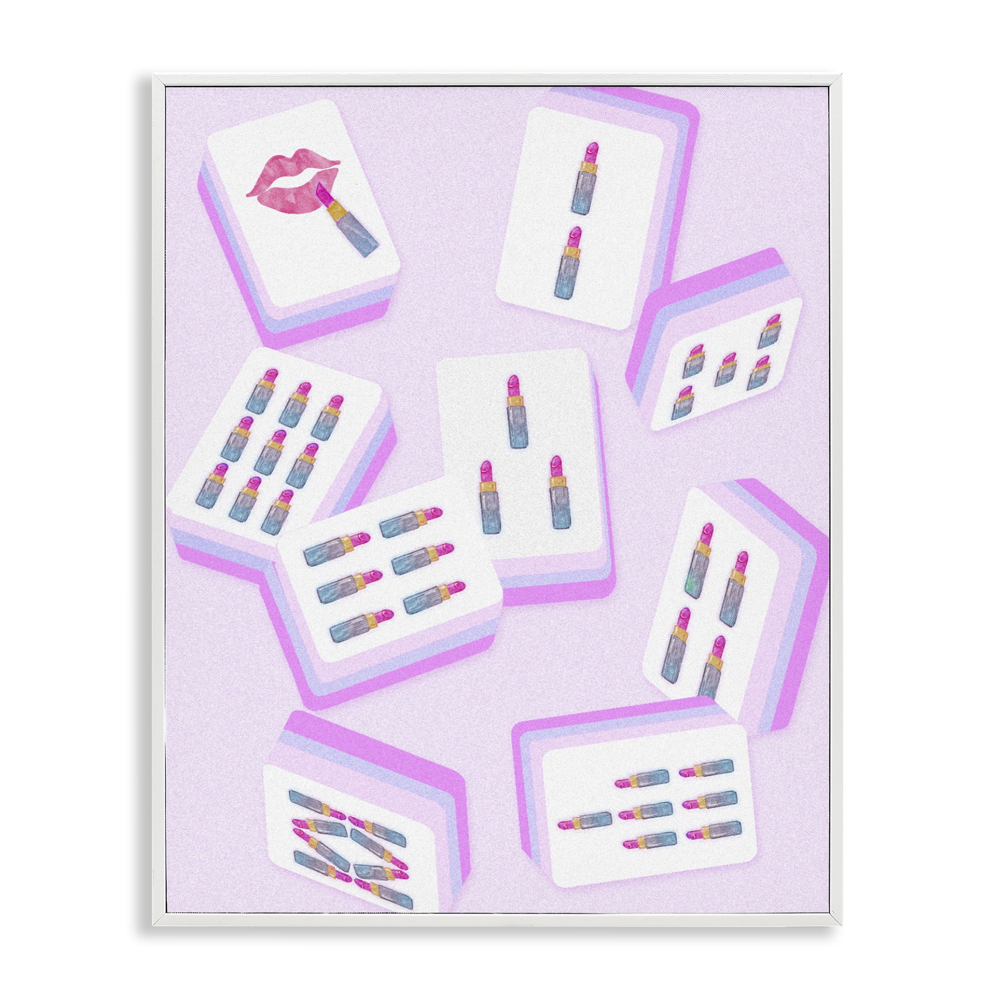 Stupell Industries Glam Lipstick Mahjong Tiles White Framed Giclee Art, design by Ziwei Li
