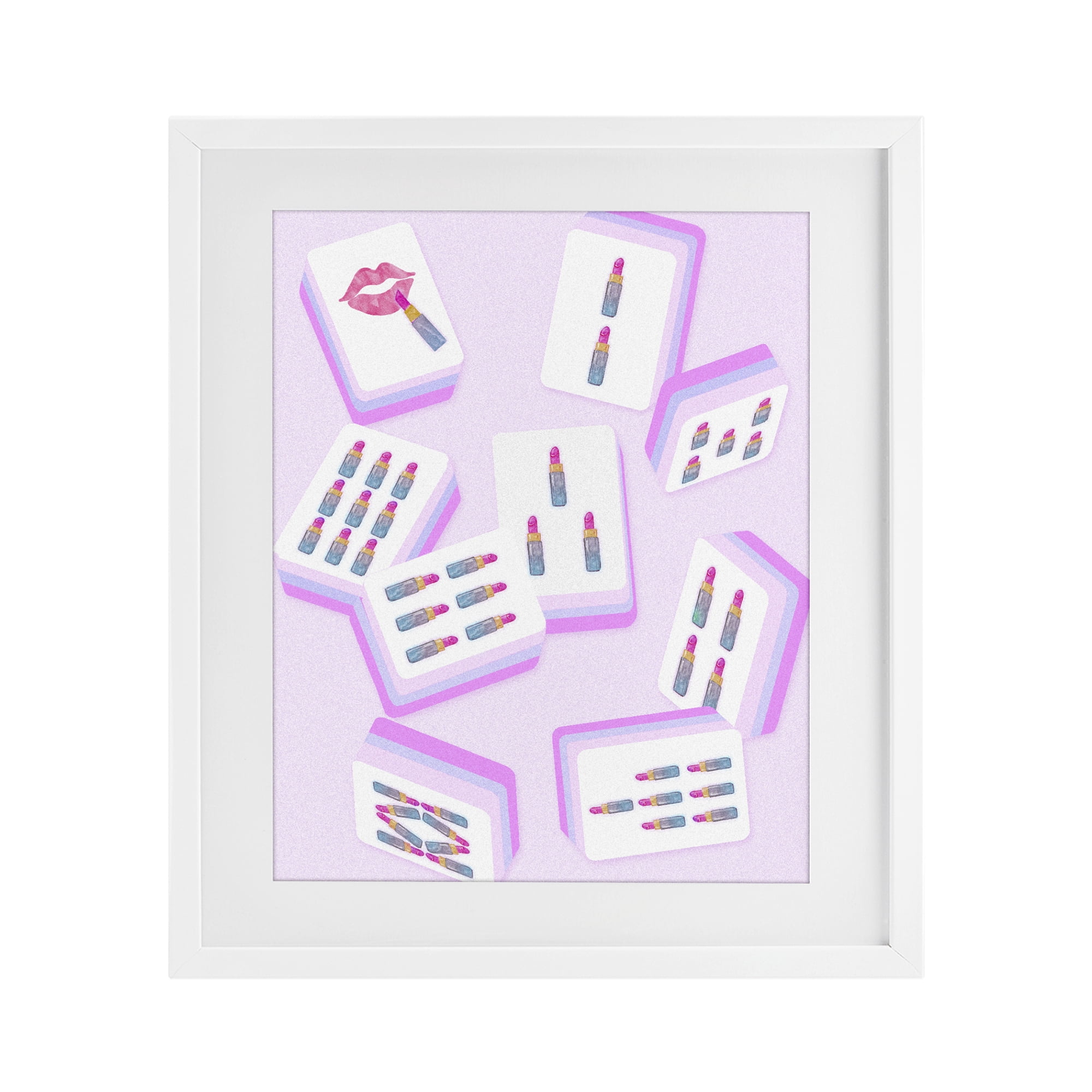Stupell Industries Glam Lipstick Mahjong Tiles White Framed Print Under Glass, design by Ziwei Li