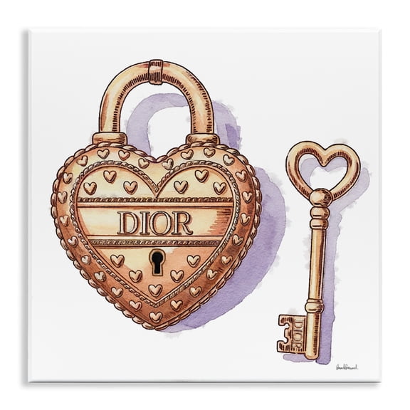Stupell Industries Glam Lock and Key Wall Plaque Art design by Amanda Greenwood, 12 x 12