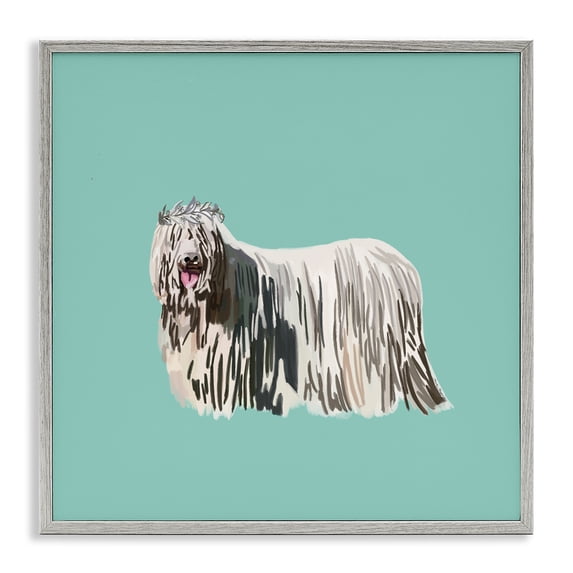 Stupell Industries Glam Long Haired Dog in Crown Gray Framed Giclee Art, 12 x 12, by Amelia Noyes