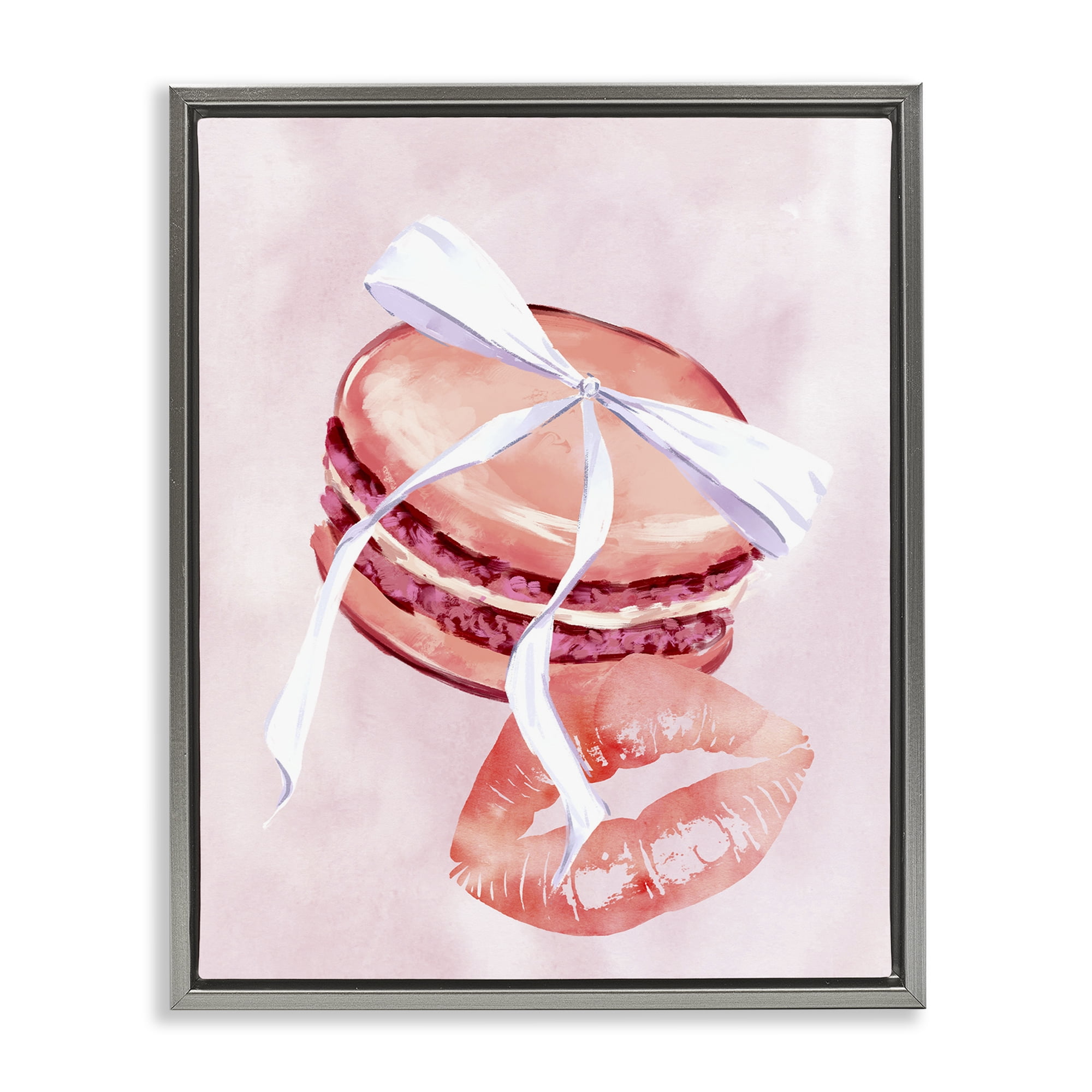 Stupell Industries Glam Macaron Dessert Food & Beverage Painting Gray Floater Framed Art Print Wall Art, 17 x 21