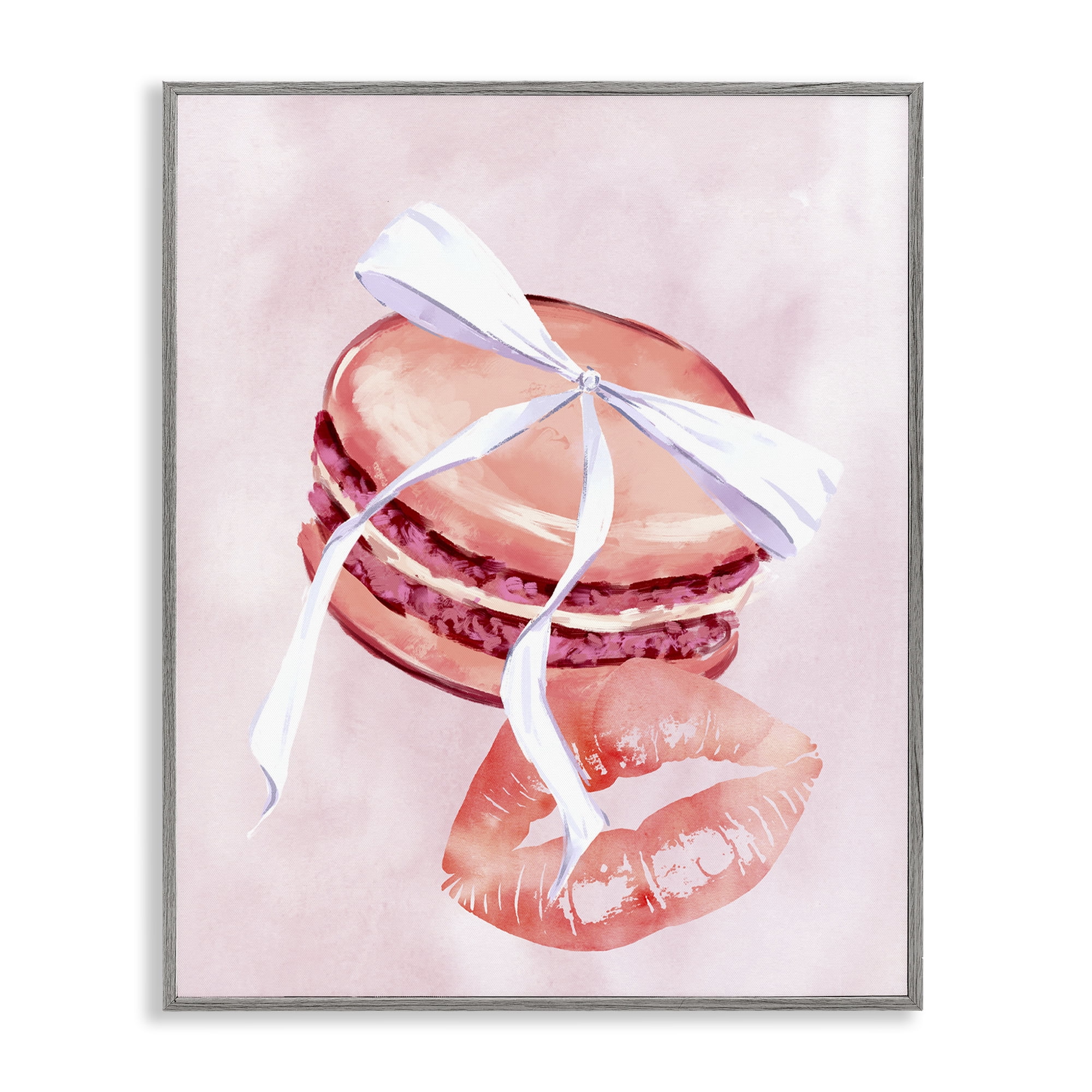 Stupell Industries Glam Macaron Dessert Food & Beverage Painting Gray Framed Art Print Wall Art, 24 x 30
