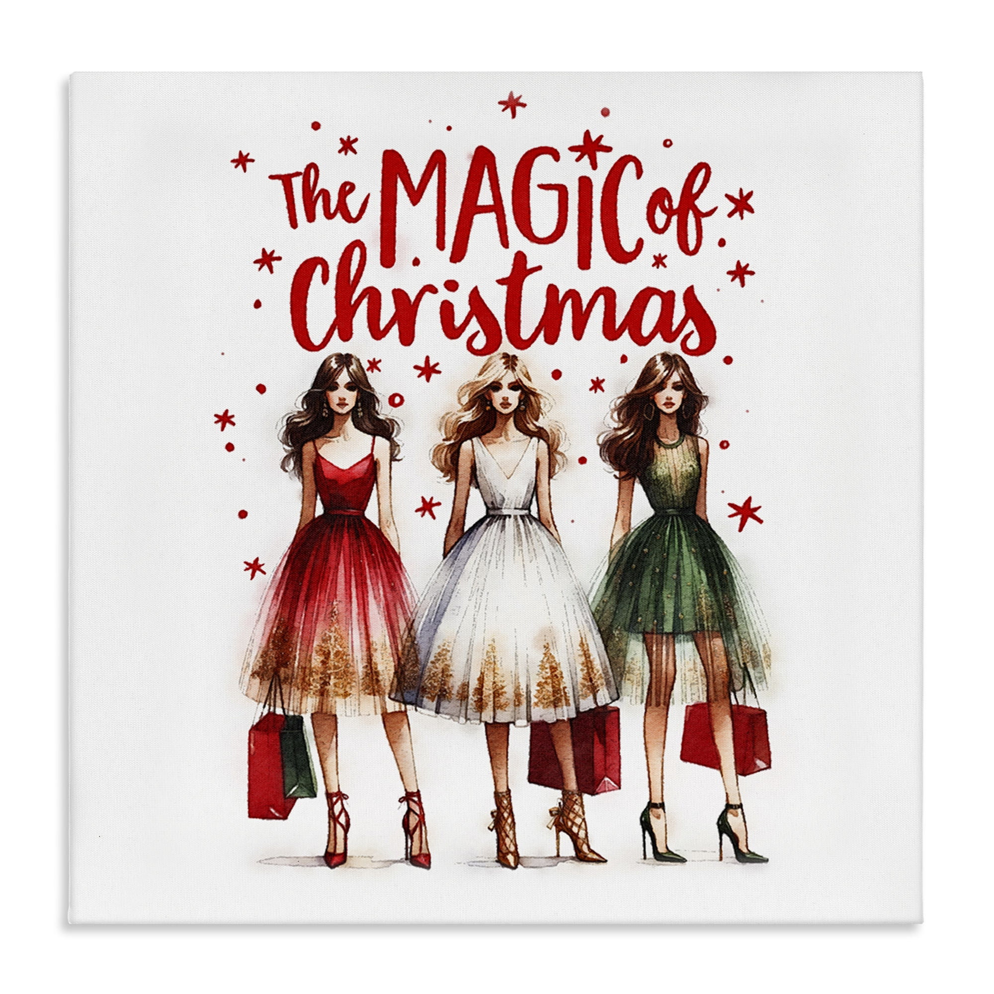 Stupell Industries Glam Magic Of Christmas Holiday Painting Gallery Wrapped Canvas Art Prints Wall Art, 30 x 30