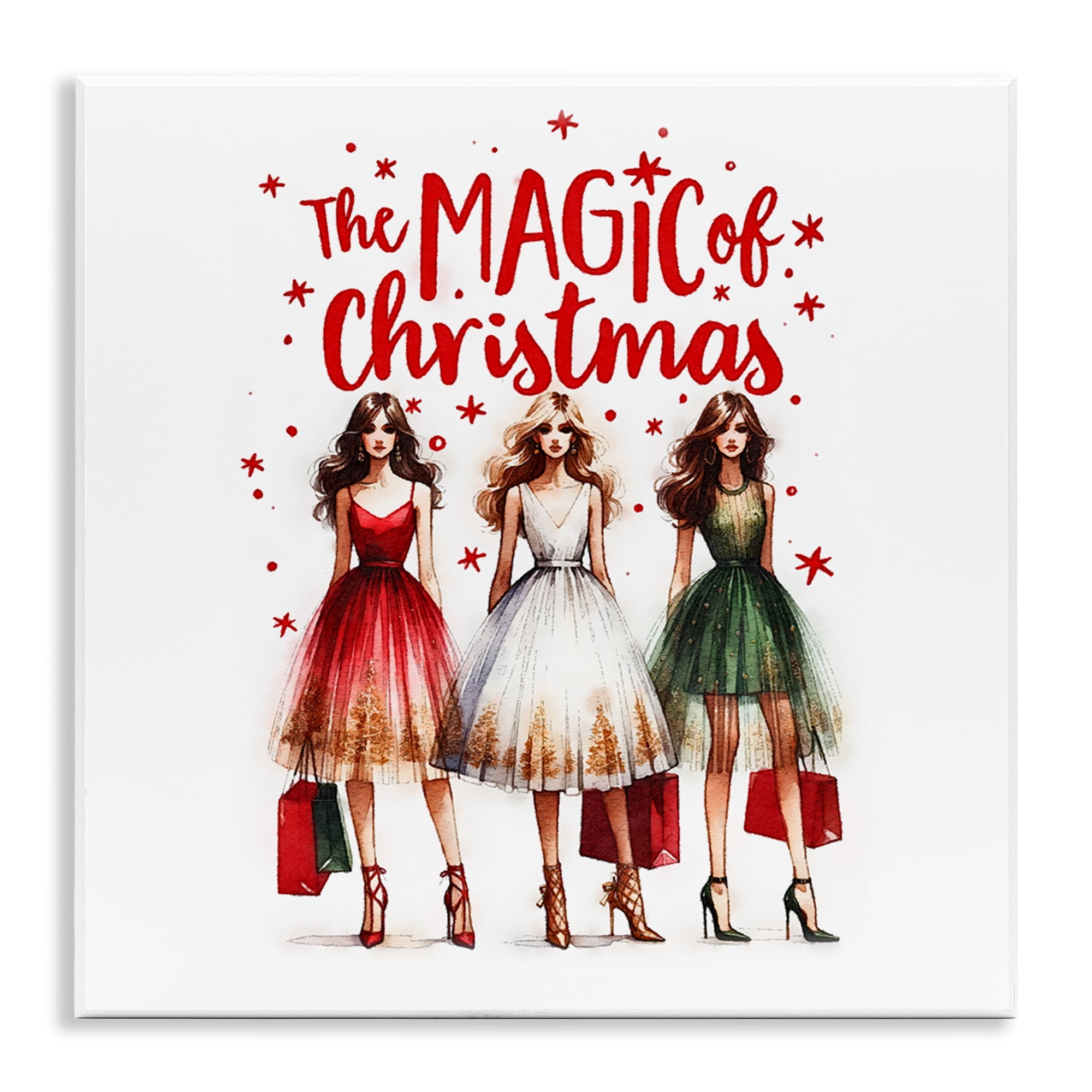 Stupell Industries Glam Magic Of Christmas Holiday Painting Unframed Art Prints Wall Art, 12 x 12