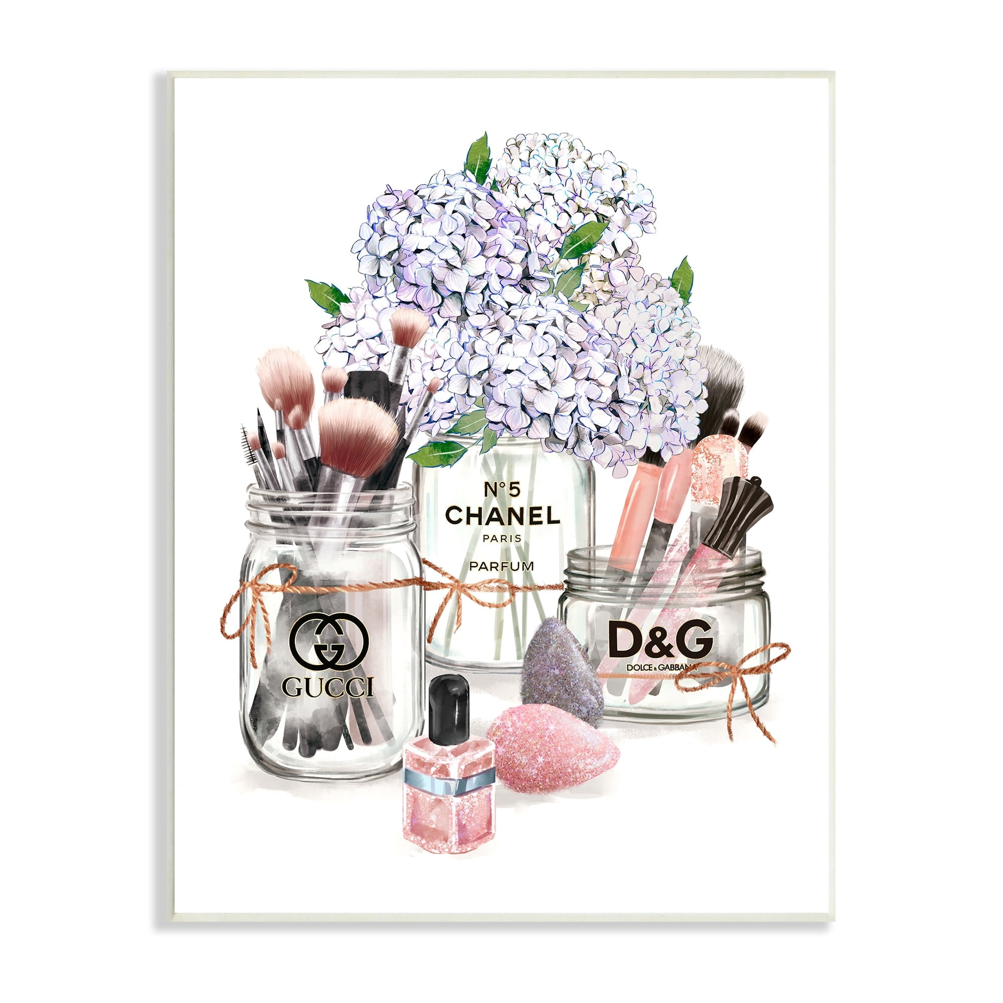 Stupell Industries Glam Makeup Collection Floral Hydrangea Bouquet Designer Perfume , 13 x 19, Design by Ziwei Li
