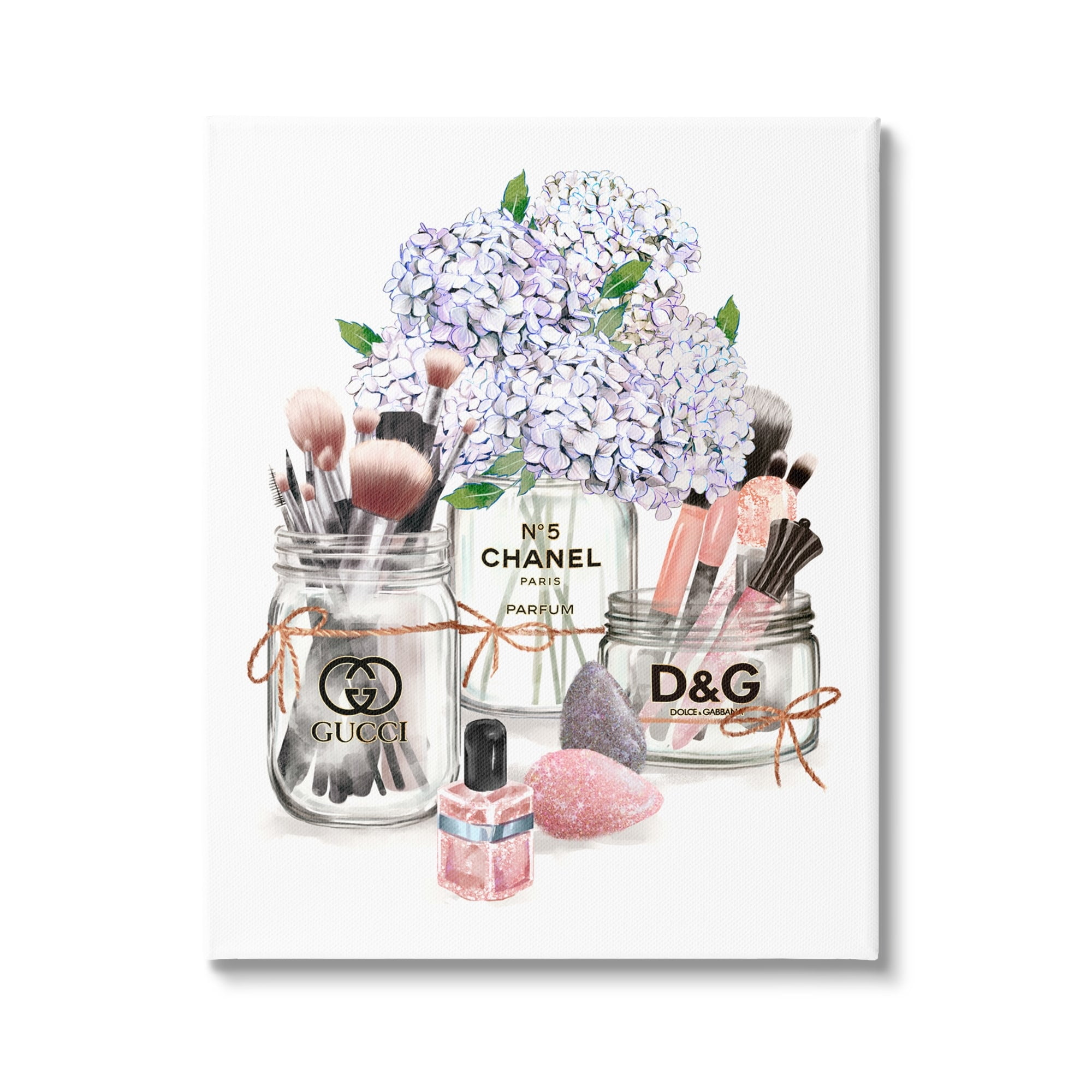 Stupell Industries Glam Makeup Collection Floral Hydrangea Bouquet Designer Perfume , 24 x 30, Design by Ziwei Li