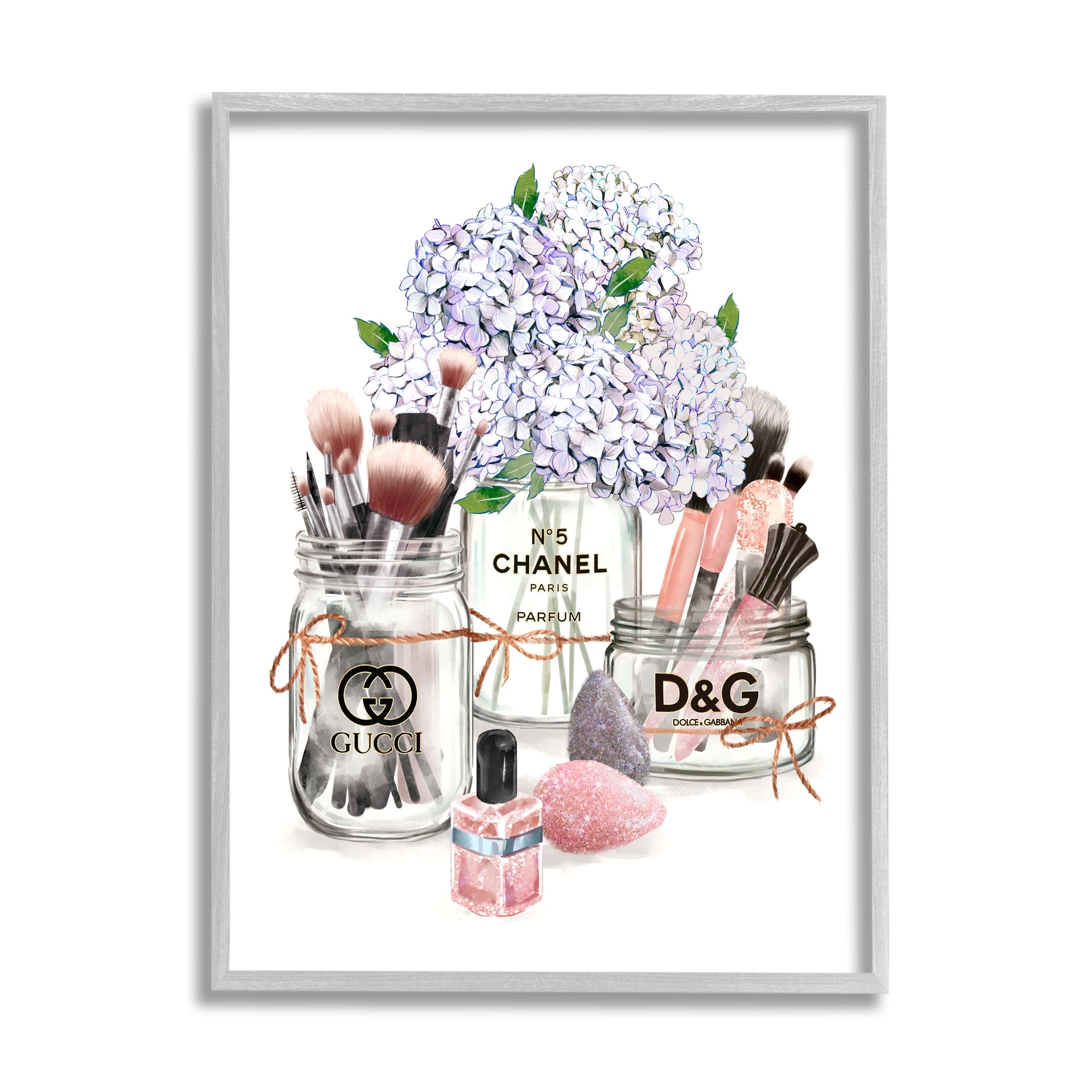 Stupell Industries Glam Makeup Collection Floral Hydrangea Bouquet Designer Perfume , 24 x 30, Design by Ziwei Li