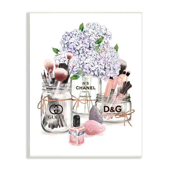 Stupell Industries Glam Makeup Collection Floral Hydrangea Bouquet Designer Perfume Graphic Art Unframed Art Print Wall Art, 10x15, by Ziwei Li