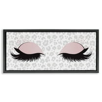 Stupell Industries Glam Makeup Leopard Pattern Beauty & Fashion Painting Black Floater Framed Canvas Art Print Wall Art, 25 x 11
