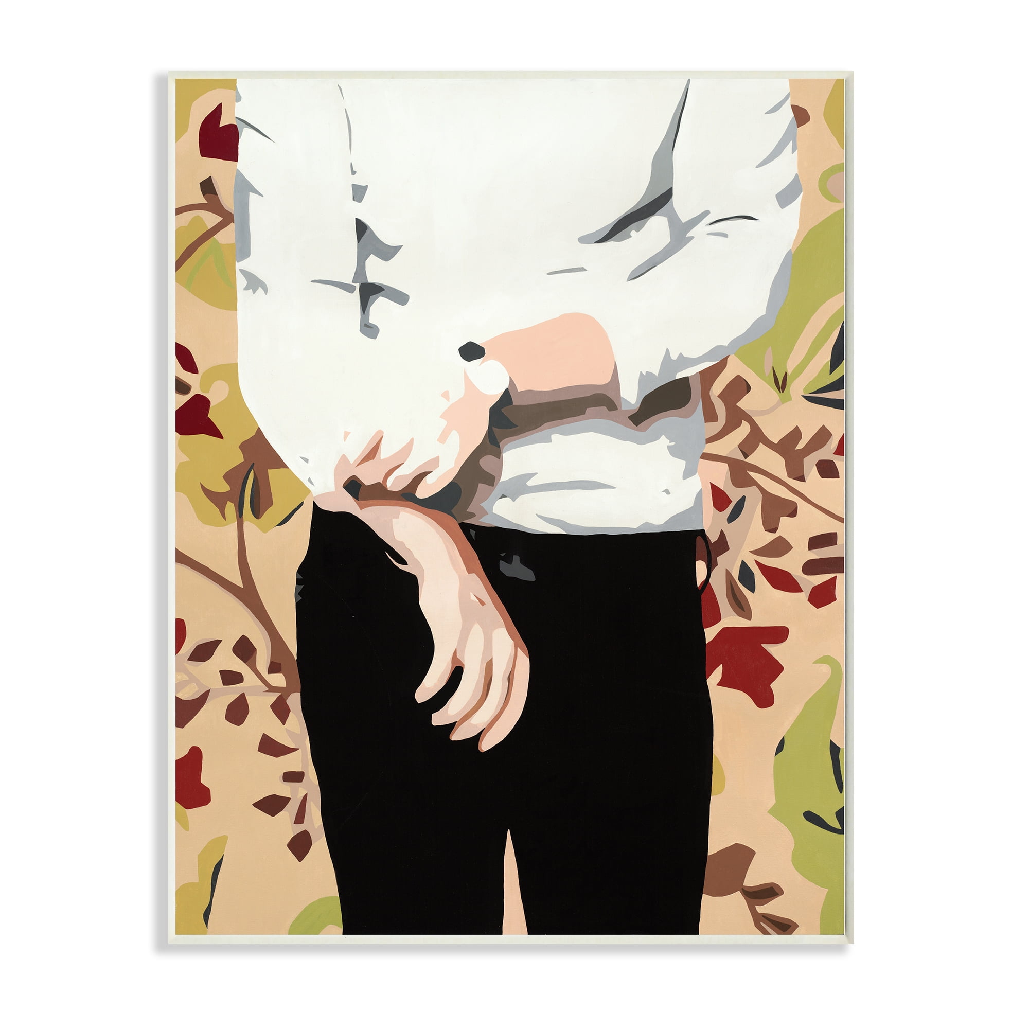 Black and White Floral Glam Wall Plaque with Wood Frame