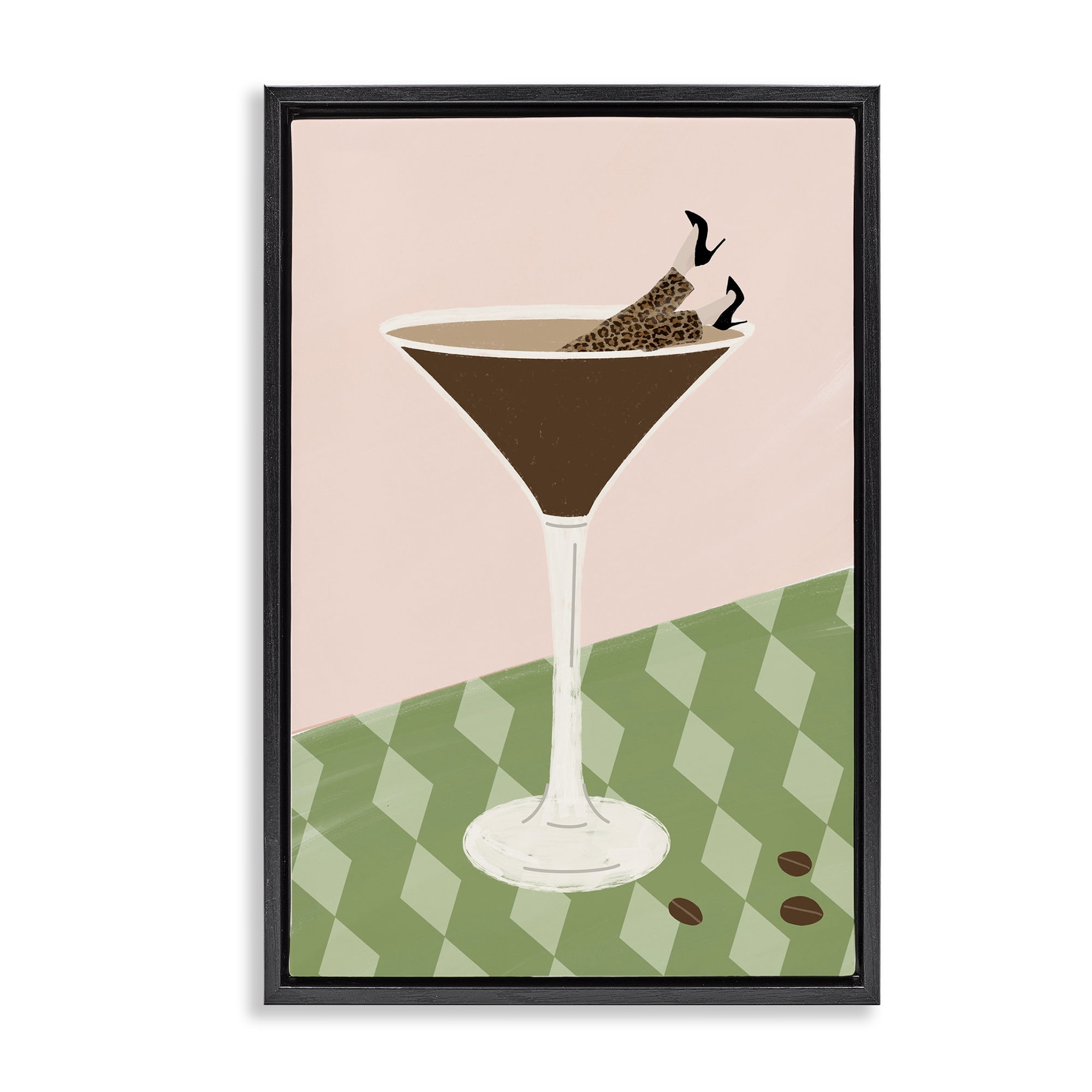 Stupell Industries Glam Martini Splash Black Framed Floater Canvas Wall Art, design by Emily Navas